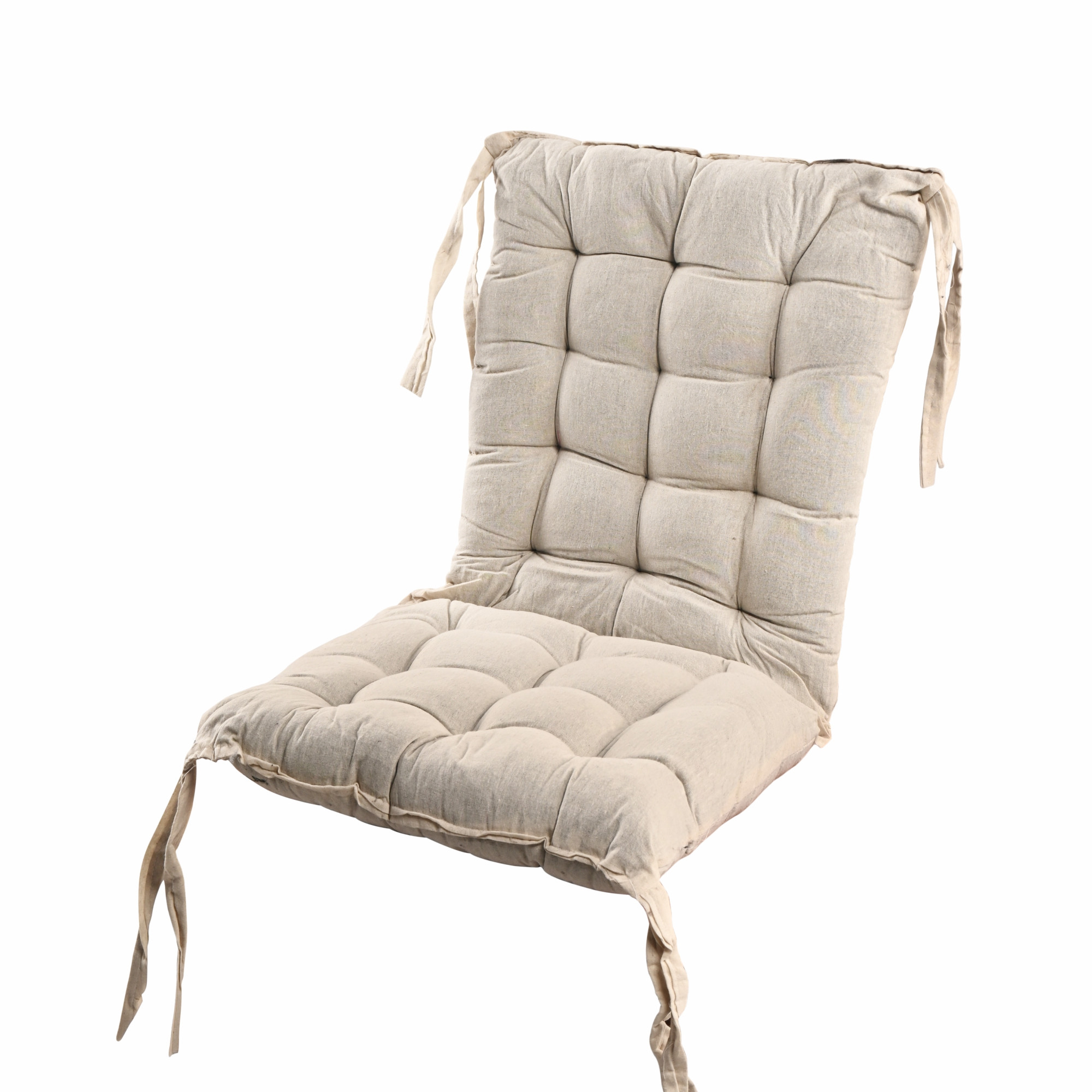 Kuber Industries Cotton 18x36 Inch Long Comfortable Rocking Chair Cushion with Ties  Back Rest  Seat Cushions Chair Pad for Rocking Chairs  Chair Cushion for Office  Home Use  Plain - Cream