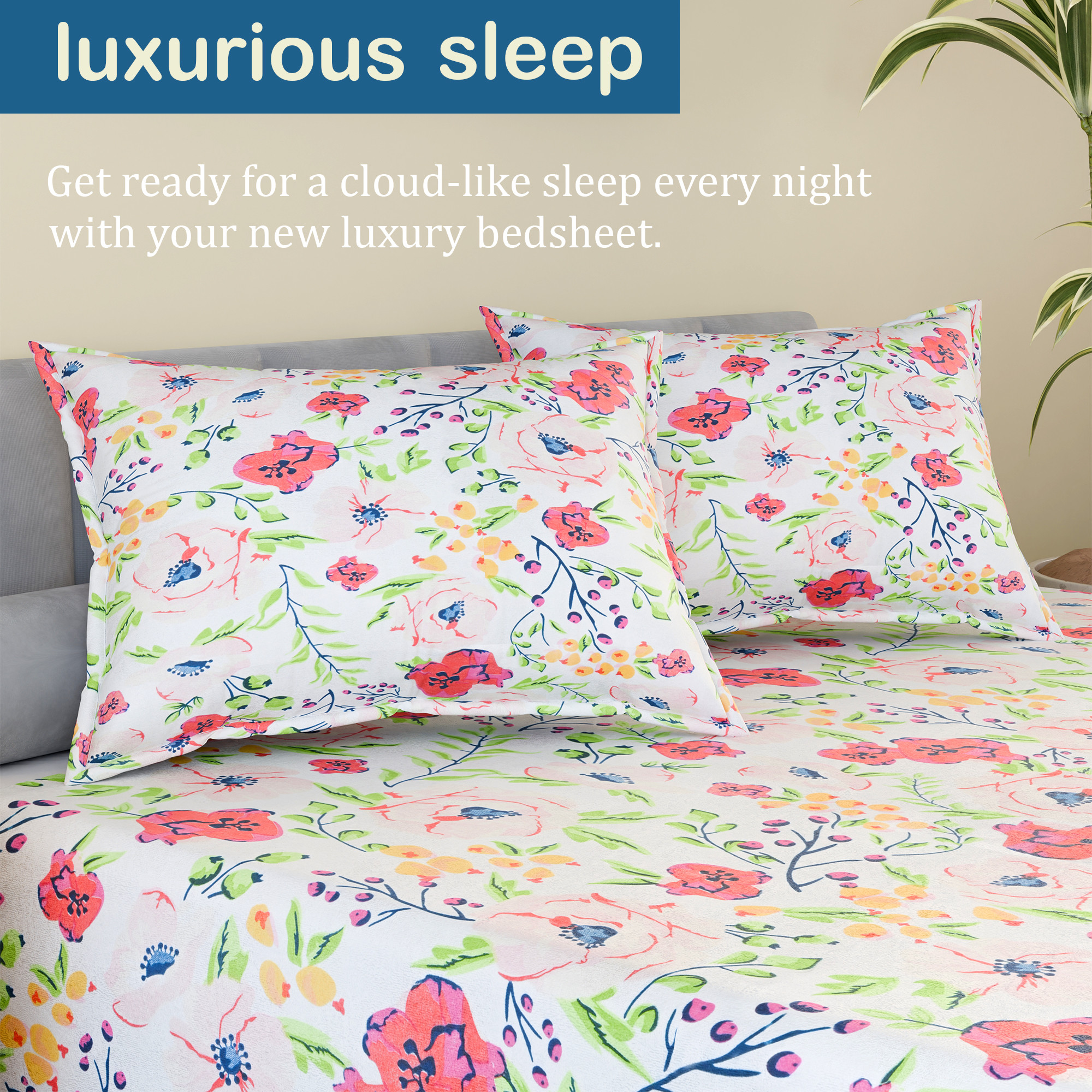 Kuber Industries Cotton 200 TC Double Bedsheet With 2 Pillow Covers  Machine Washable Soft Bedsheet For Living Room Home  Hotels  Flower Print - Pink  White