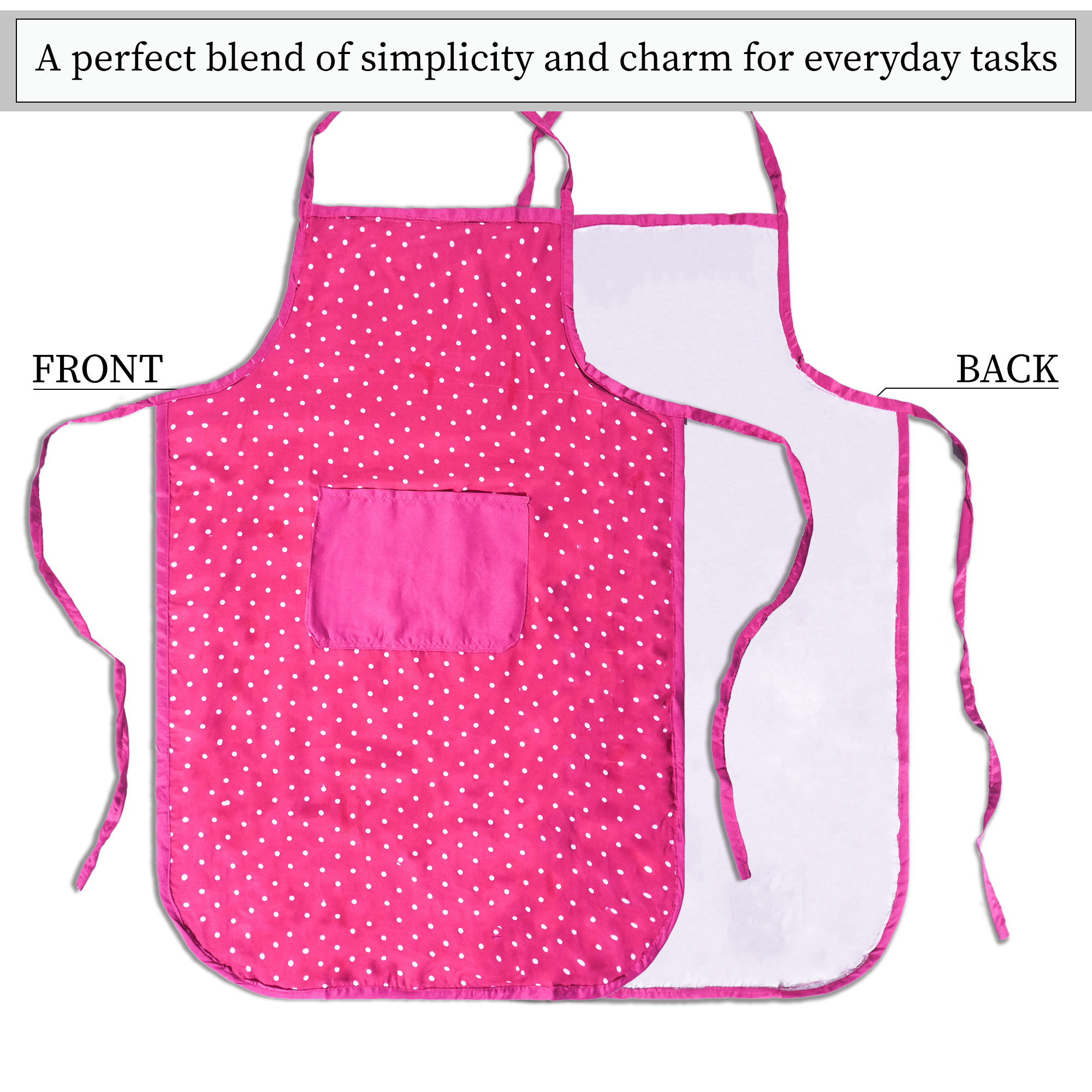 Kuber Industries Cotton Apron for Kitchen with Center Pocket  Machine Washable Cooking Aprons for Women  Men - Ideal for Home  Restaurant  Dot Print - Pink