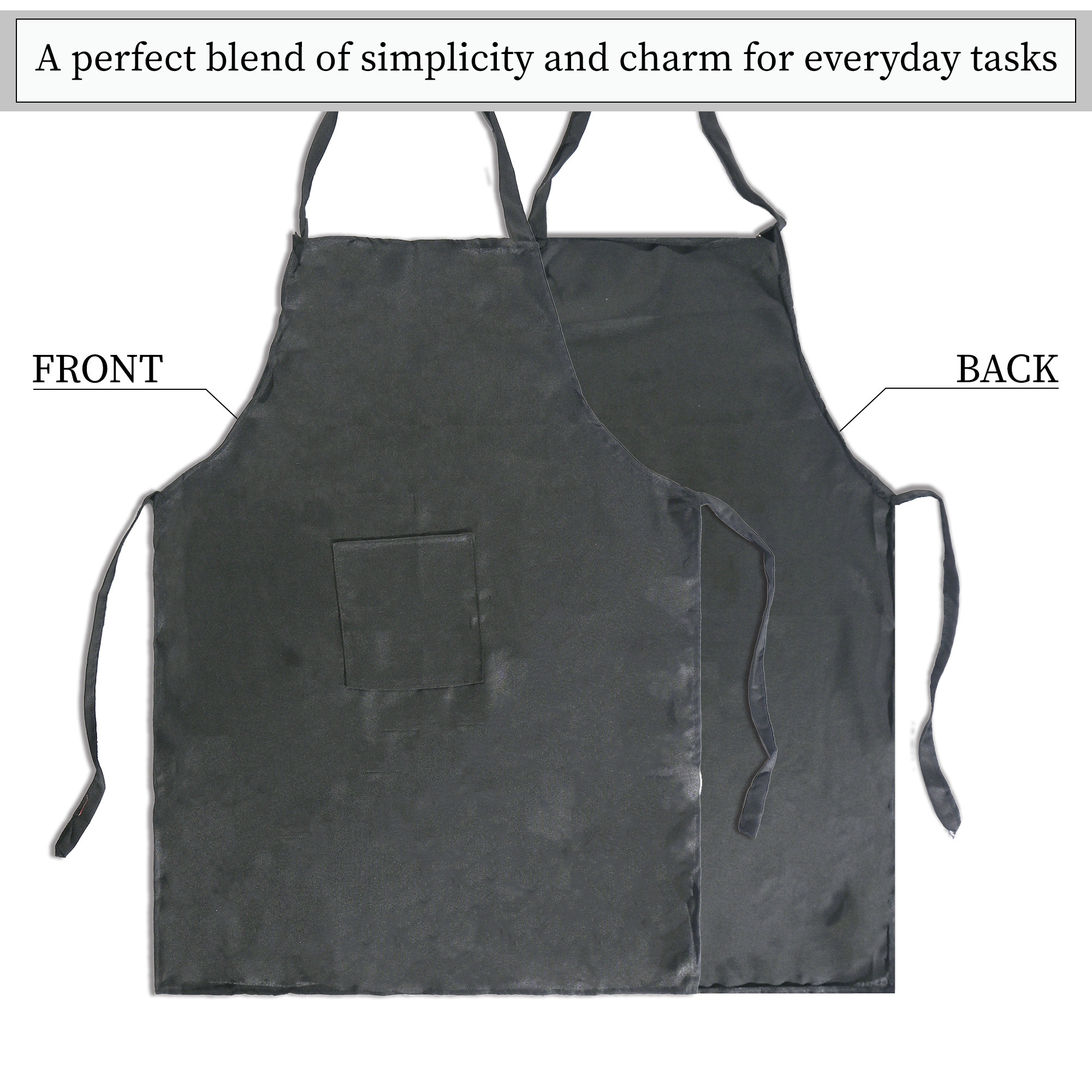 Kuber Industries Cotton Apron for Kitchen with Center Pocket  Machine Washable Cooking Aprons for Women  Men - Ideal for Home  Restaurant  Black