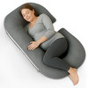 Cotton C Shaped Pregnancy Pillow for Women - Support for Back, Hips, Legs and Belly | Maternity Pillows for Pregnancy Sleeping | Grey