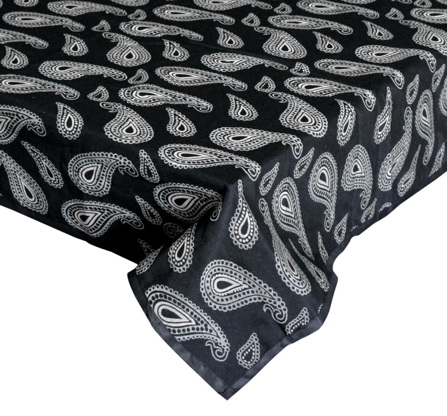 Kuber Industries Cotton Carry Print 6 Seater Dining Table Cover/Table Cloth For Home & Dining Table (Black) 54KM4373