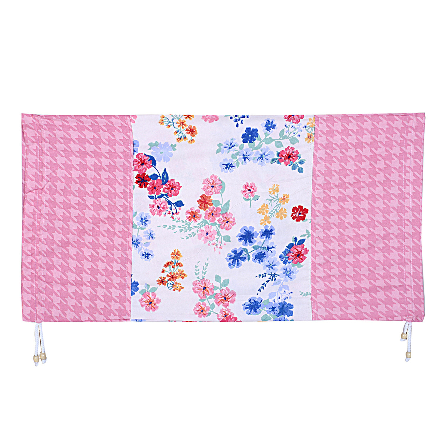 Kuber Industries Cotton Floral Print Attractive Bolster Cover With Drawstring for Home Décor,(White)