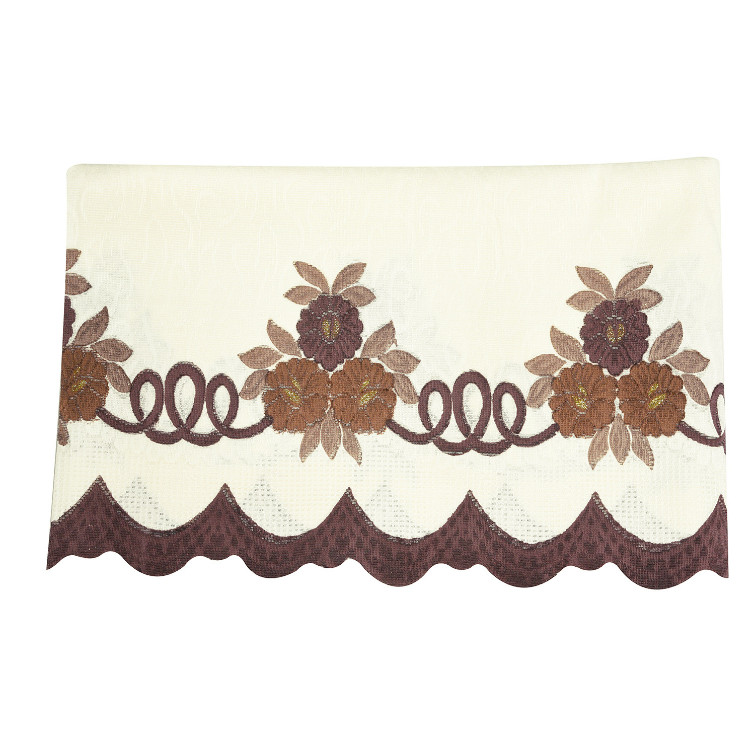 Kuber Industries Cotton Floral Print Waterproof Attractive Dining Table Cover|Tablecloth for Home Decorative, 60x90 Inch (Cream Brown)