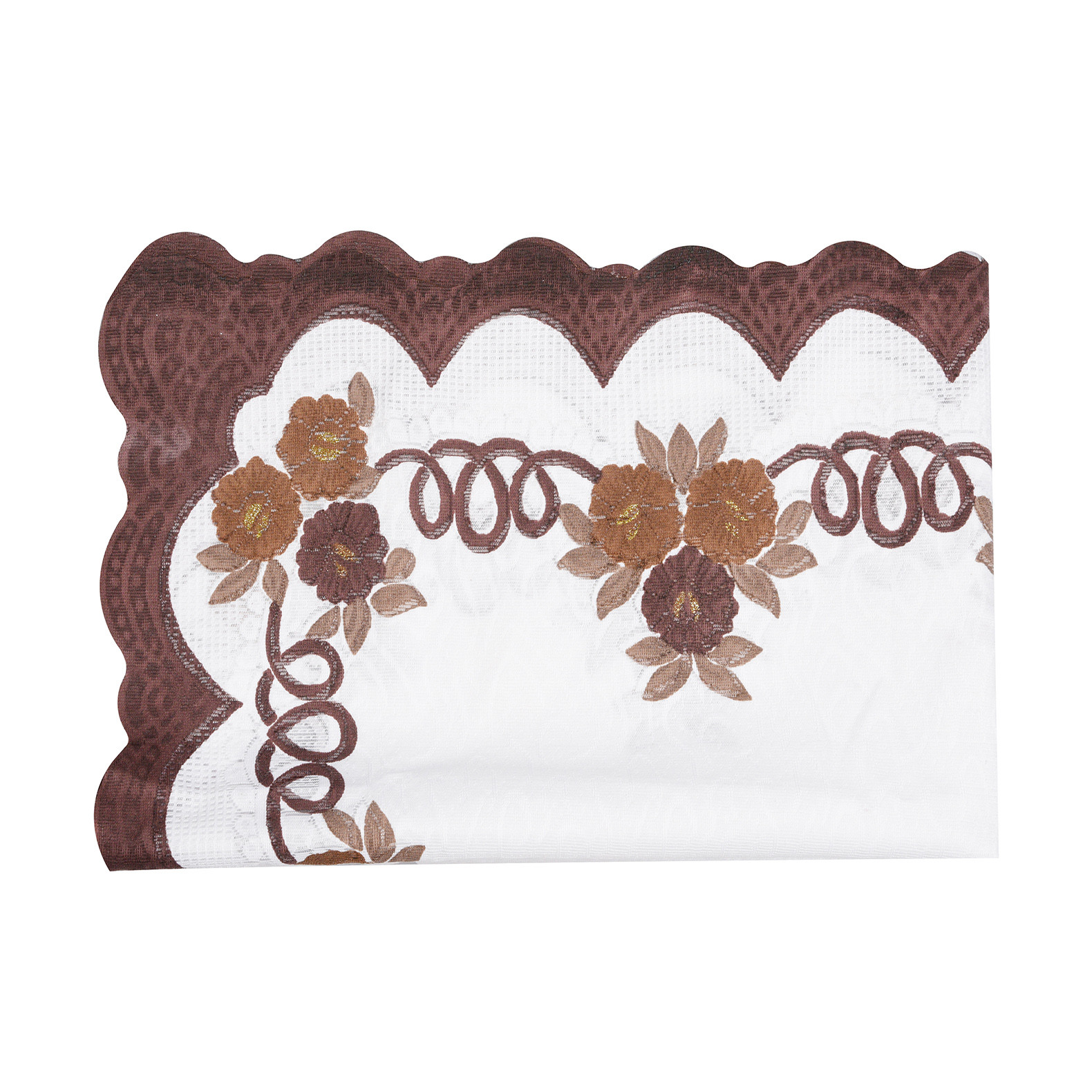 Kuber Industries Cotton Floral Print Waterproof Attractive Dining Table Cover|Tablecloth for Home Decorative, 60x90 Inch (White Brown)
