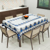 Kuber Industries Cotton Floral Print Waterproof Attractive Dining Table Cover|Tablecloth for Home Decorative, 60x90 Inch (White Blue)