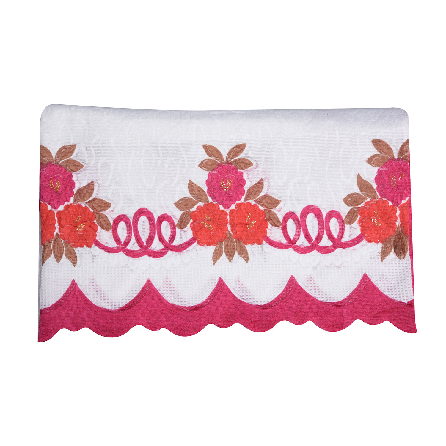 Kuber Industries Cotton Floral Print Waterproof Attractive Dining Table Cover|Tablecloth for Home Decorative, 60x90 Inch (White Pink)