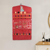 Cotton Hanging Jewellery Organizer with Zip | Multipurpose Jewellery Storage Bag for Holding Necklaces, Bracelets, Rings & Earrings | Dot Print - Red