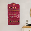 Cotton Hanging Jewellery Organizer with Zip | Multipurpose Jewellery Storage Bag for Holding Necklaces, Bracelets, Rings & Earrings | Dot Print - Maroon
