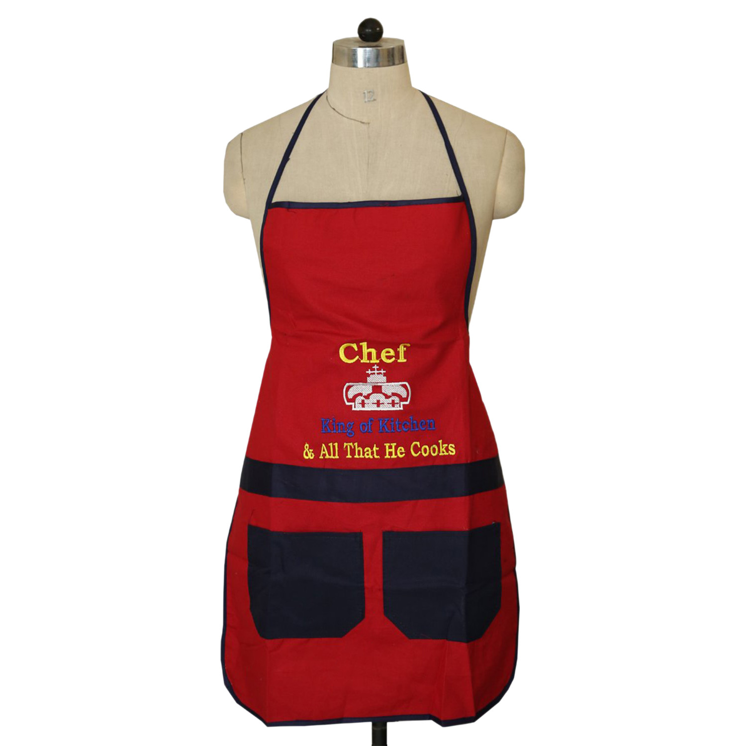 Kuber Industries Cotton Oil Resistant Cooking Kitchen Apron for Men & Women (Red)