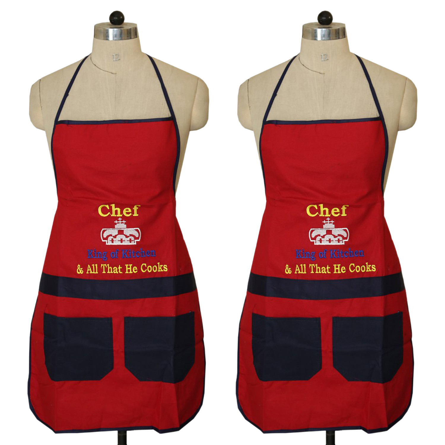 Kuber Industries Cotton Oil Resistant Cooking Kitchen Apron for Men & Women (Red)