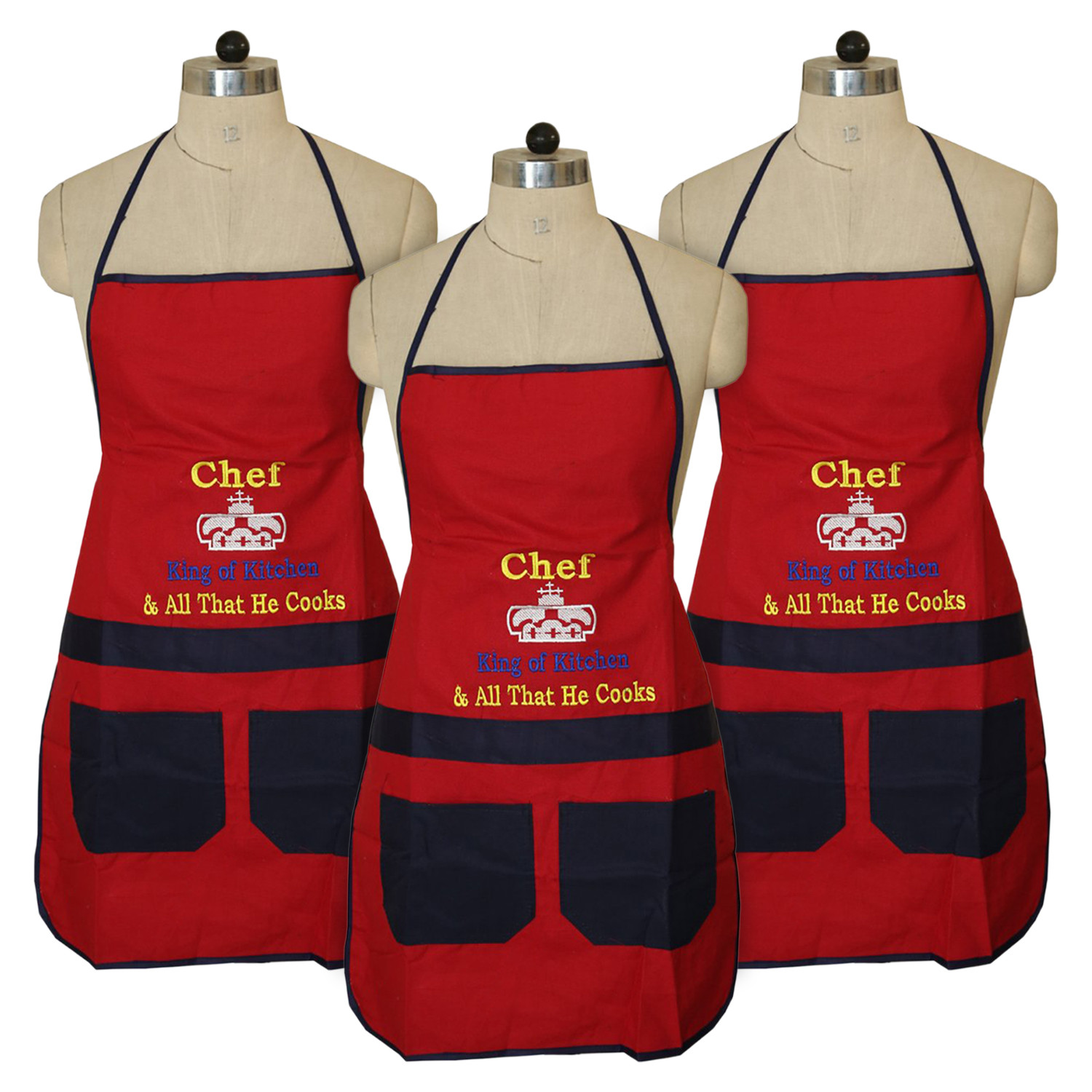 Kuber Industries Cotton Oil Resistant Cooking Kitchen Apron for Men & Women (Red)