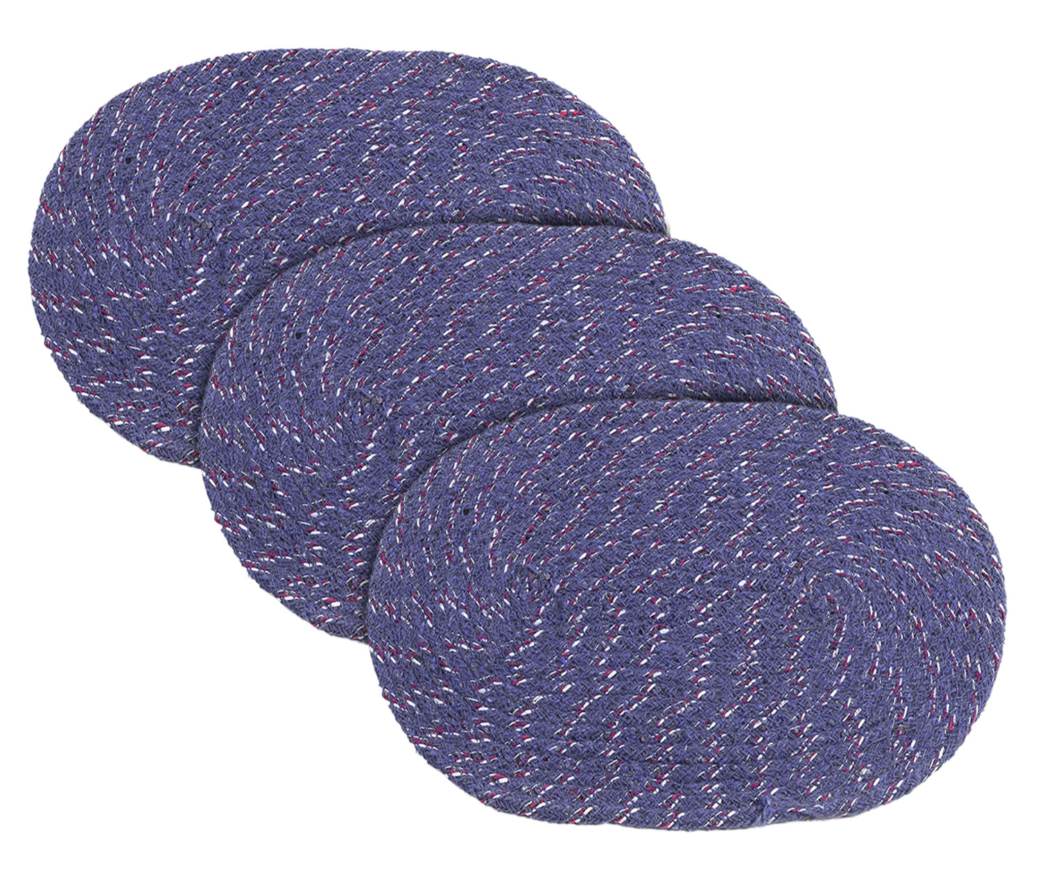 Kuber Industries Cotton Oval Door Mat For PorchKitchenBathroomLaundry RoomBlue 54KM3956