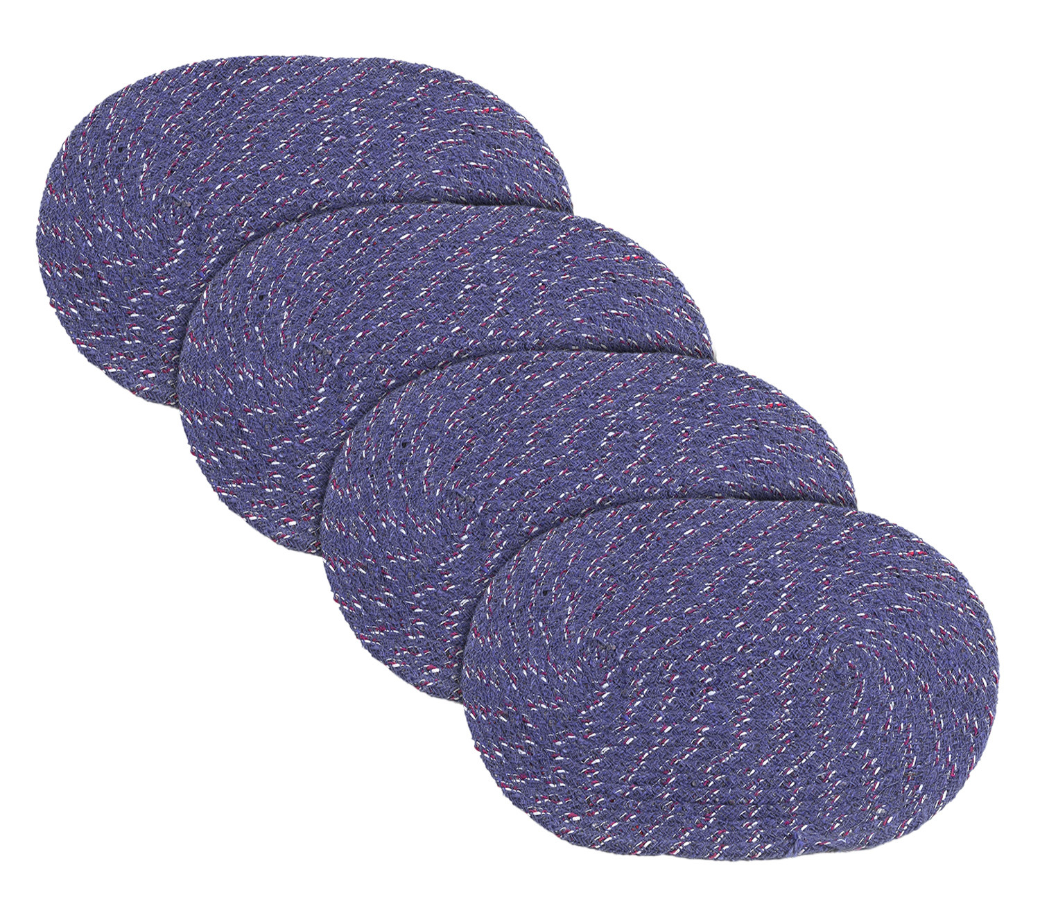 Kuber Industries Cotton Oval Door Mat For PorchKitchenBathroomLaundry RoomBlue 54KM3956