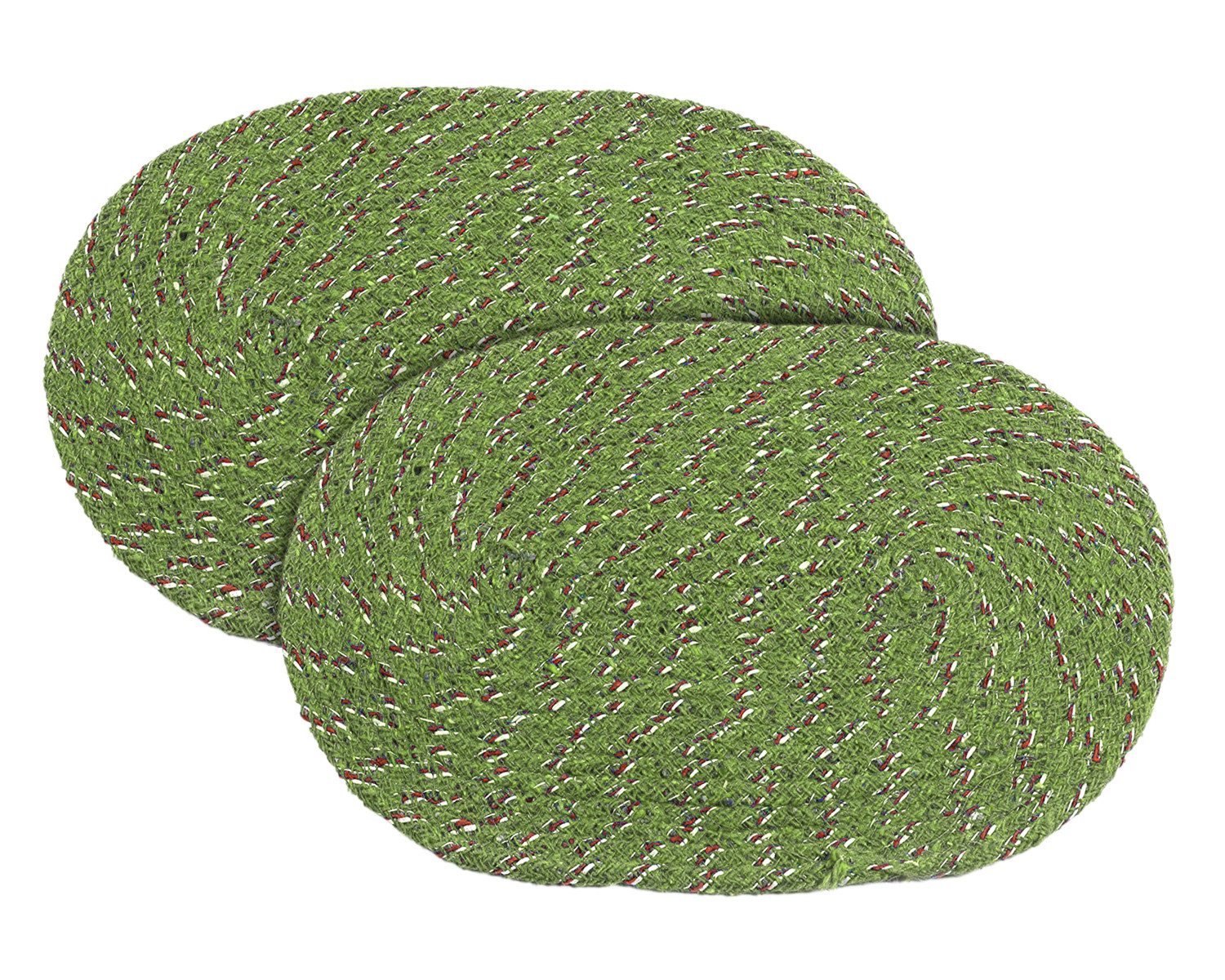 Kuber Industries Cotton Oval Door Mat For Porch/Kitchen/Bathroom/Laundry Room,(Green) 54KM3952