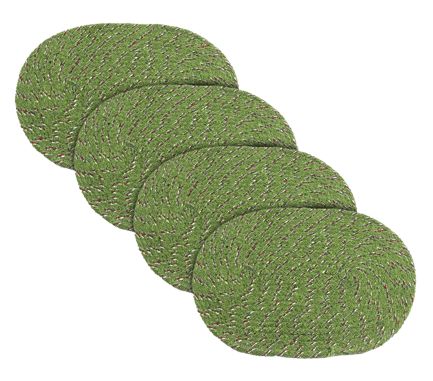 Kuber Industries Cotton Oval Door Mat For Porch/Kitchen/Bathroom/Laundry Room,(Green) 54KM3952
