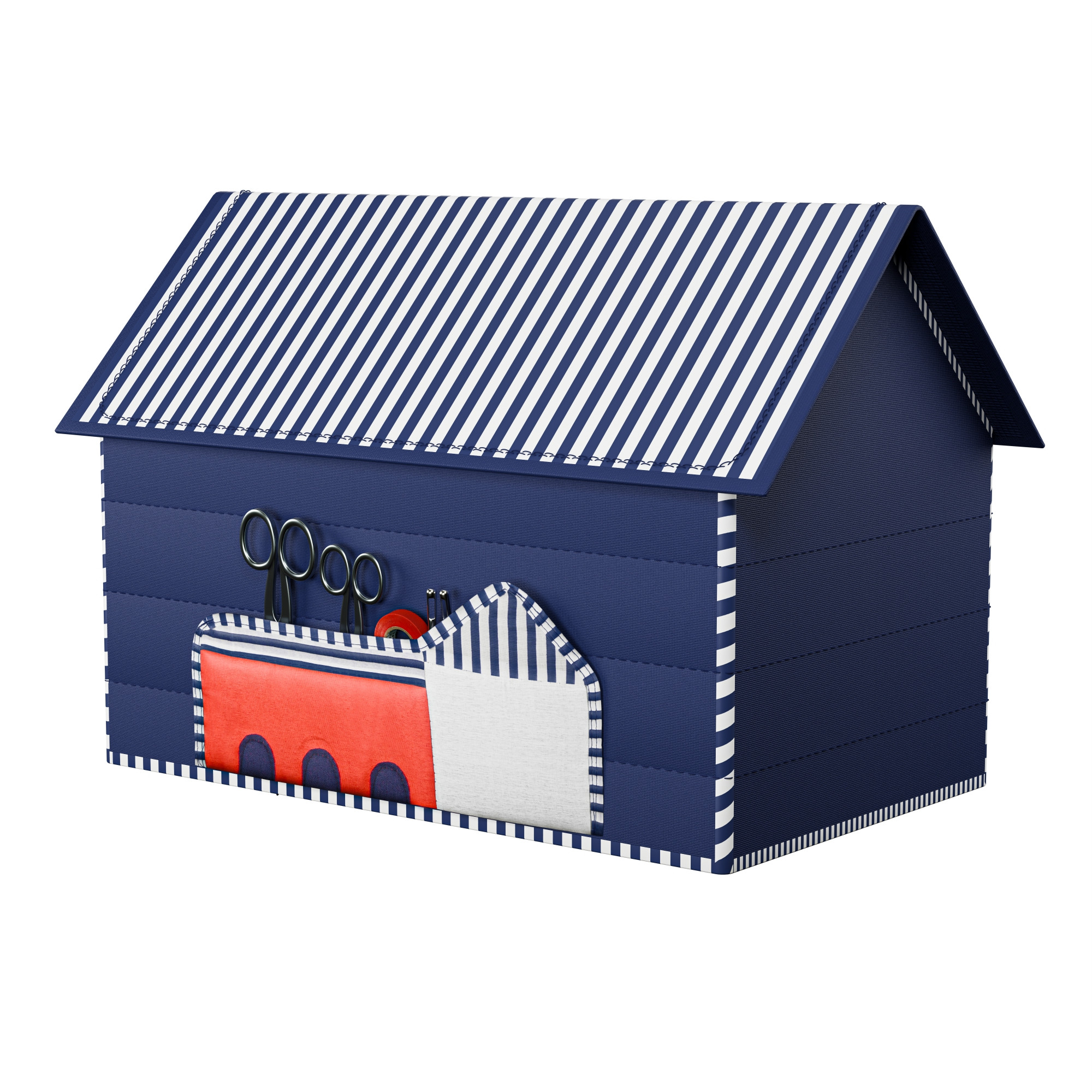 Kuber Industries Cotton Sewing Machine Cover with Storage Pocket  Machine Washable Silai Machine Cover - Protects from Dust  Scratches  Hut Design - Blue