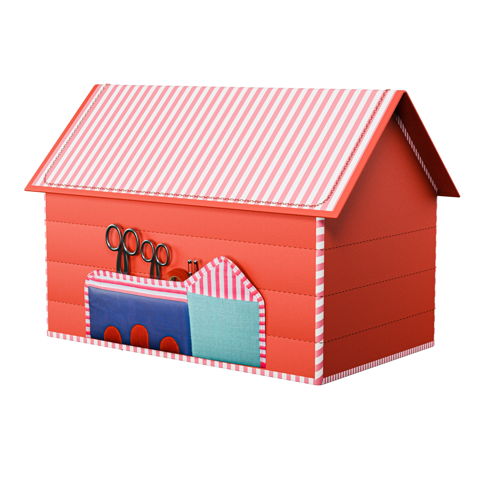 Kuber Industries Cotton Sewing Machine Cover with Storage Pocket  Machine Washable Silai Machine Cover - Protects from Dust  Scratches  Hut Design - Red