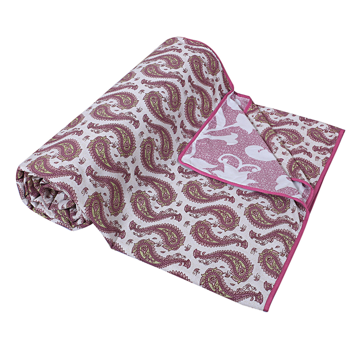 Kuber Industries Cotton Soft Lightweight Carry Design Reversible Single Bed Dohar | Blanket | AC Quilt for Home & Travel (Pink)