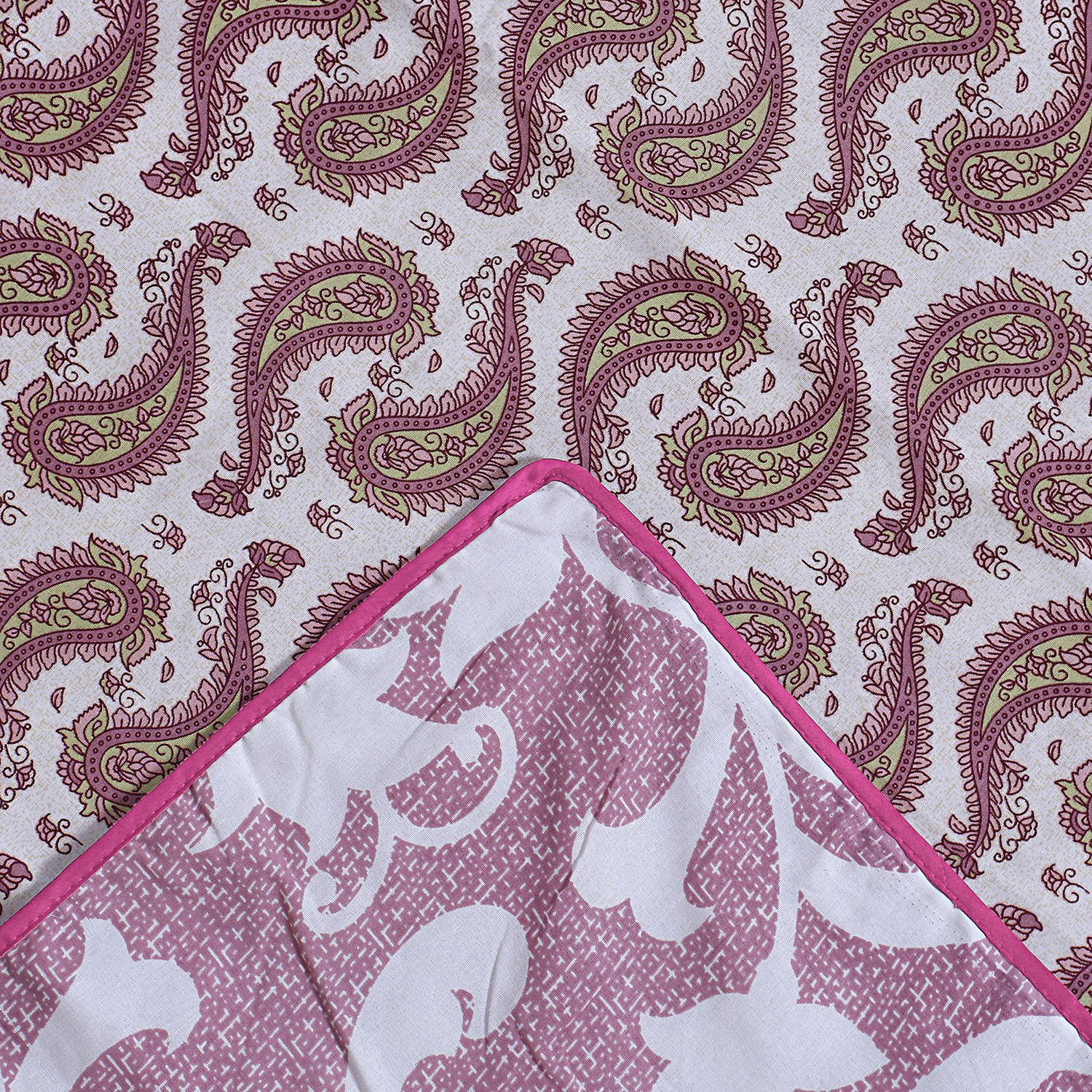 Kuber Industries Cotton Soft Lightweight Carry Design Reversible Single Bed Dohar | Blanket | AC Quilt for Home & Travel (Pink)