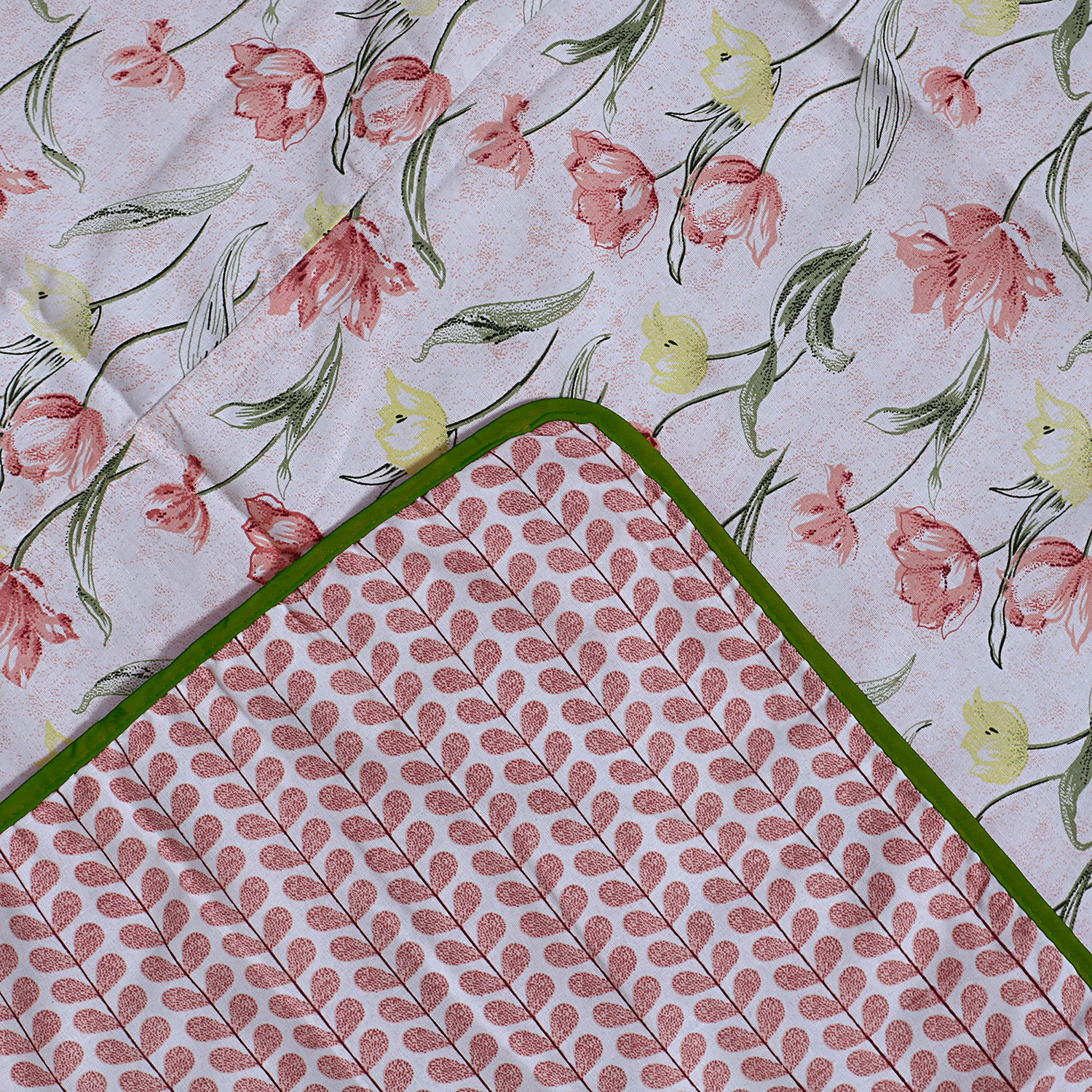 Kuber Industries Cotton Soft Lightweight Floral Design Reversible Single Bed Dohar|Blanket|AC Quilt for Home & Travel (Light Pink)