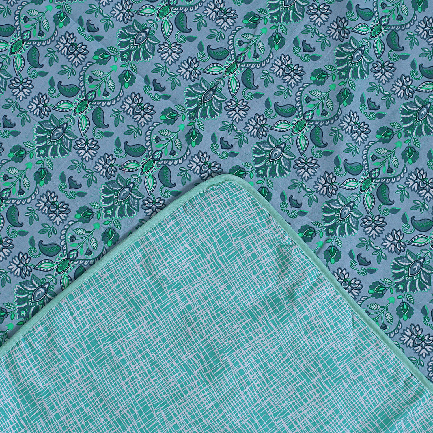 Kuber Industries Cotton Soft Lightweight Paisley Design Reversible Single Bed Dohar | Blanket | AC Quilt for Home & Travel (Green)