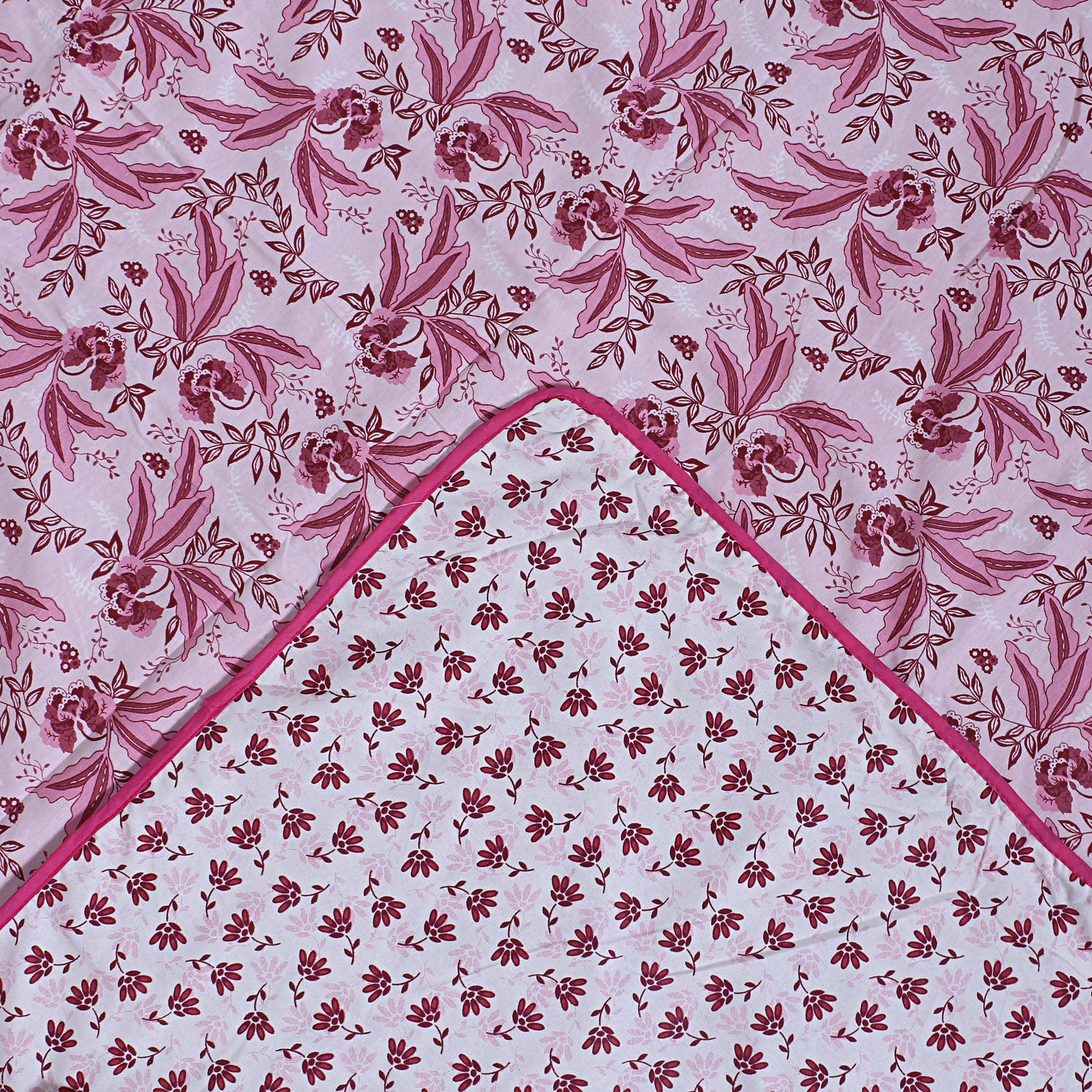 Kuber Industries Cotton Soft Lightweight Tropical Plant Design Reversible Single Bed Dohar | Blanket | AC Quilt for Home & Travel (Pink)