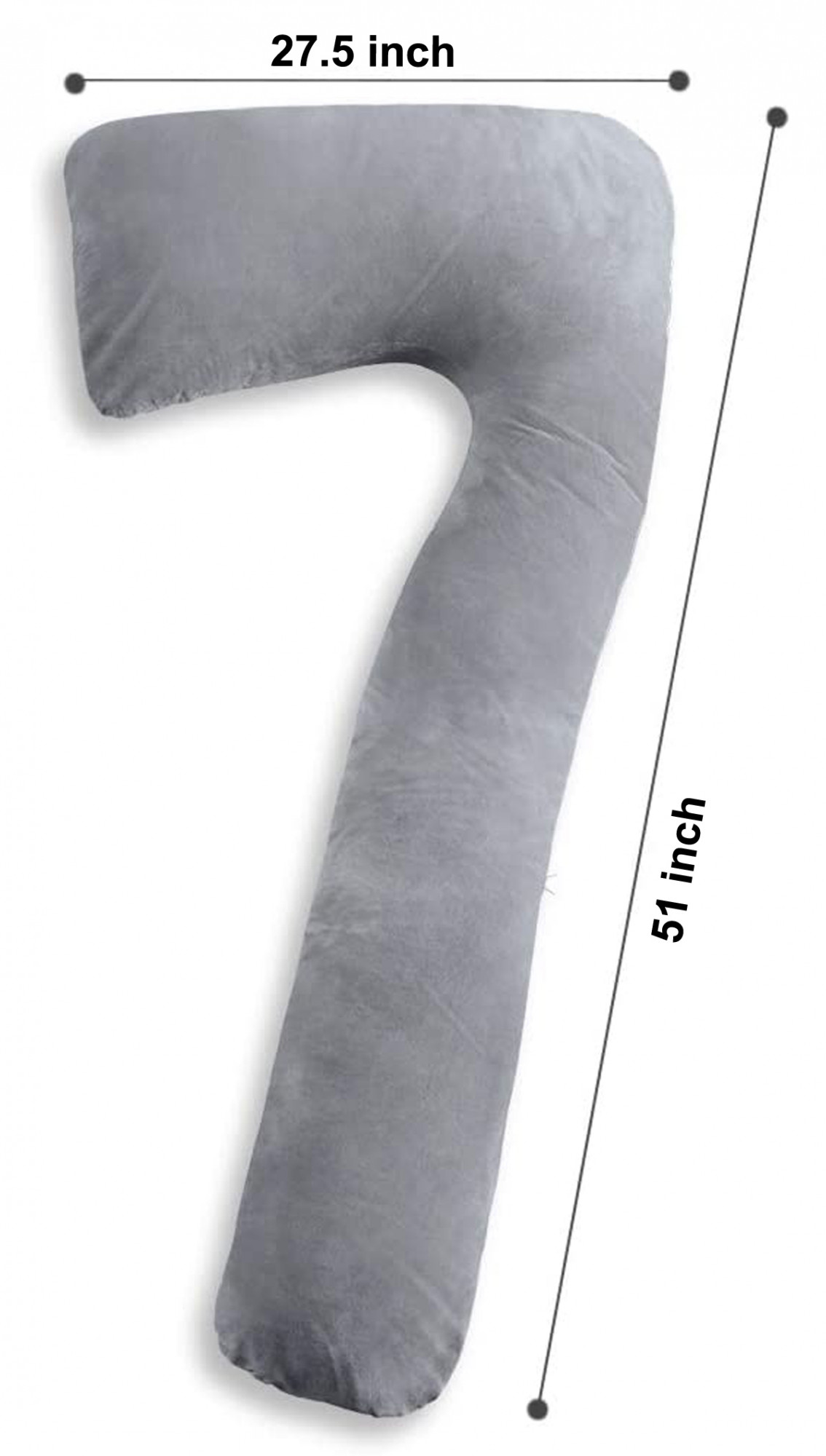 Kuber Industries Cotton Ultra Soft Hollow Fibre L Shaped Maternity Pillow,Pregnancy Pillow,Body Pillow with Zippered Cover (Grey)-KUBMRT11431