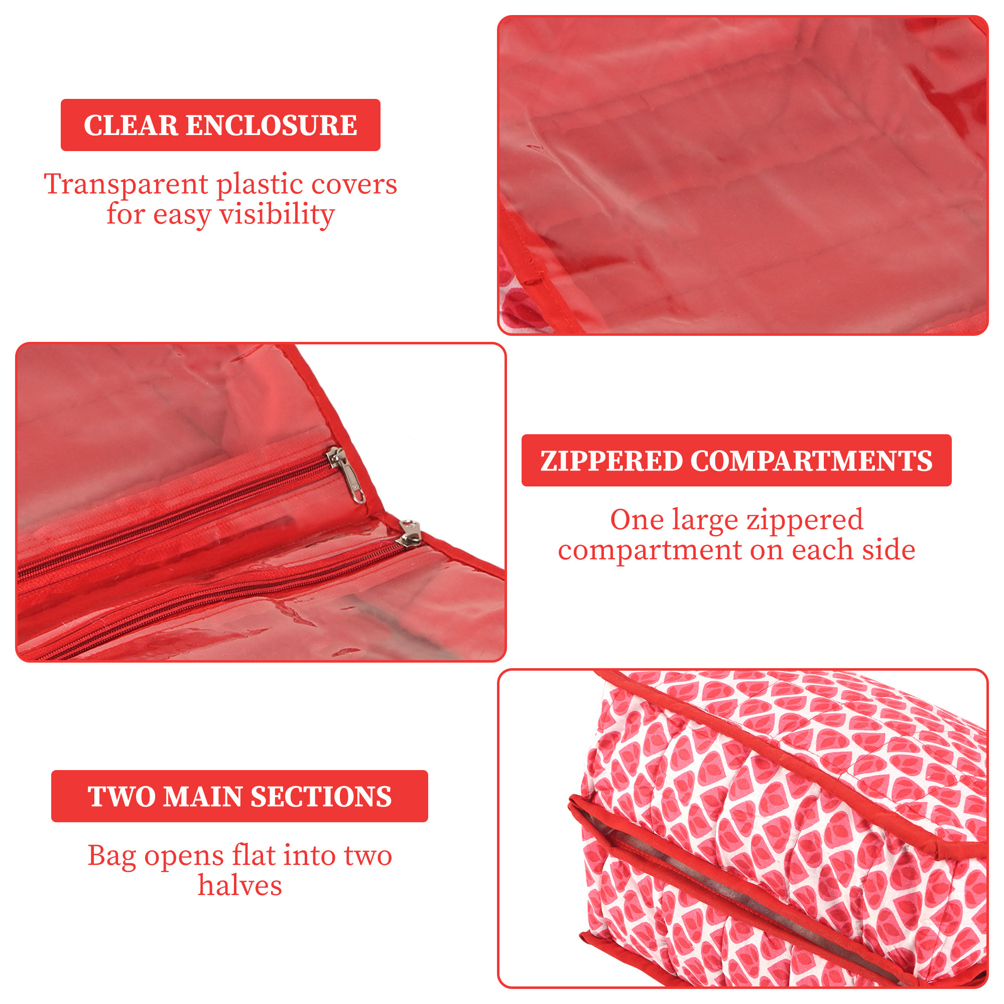 Kuber Industries Cotton Undergarments Organizer for Women with 2 Compartments  Wardrobe Organizer for Storage Underwear Socks Bras Ties and Scarves  Leaf Print - Pink