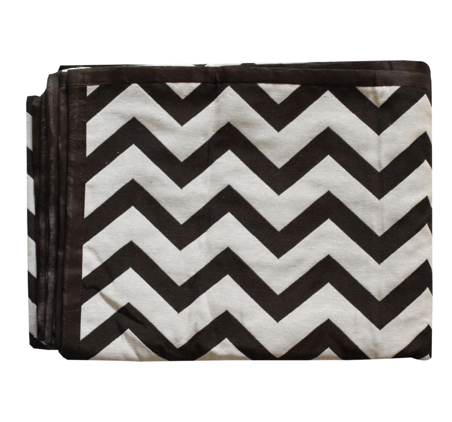 Kuber Industries Cotton Zig Zag Print 4 Seater Center Table Cover/Table Cloth For Home Decorative 60 In. x 40 In. (Brown) 54KM4377