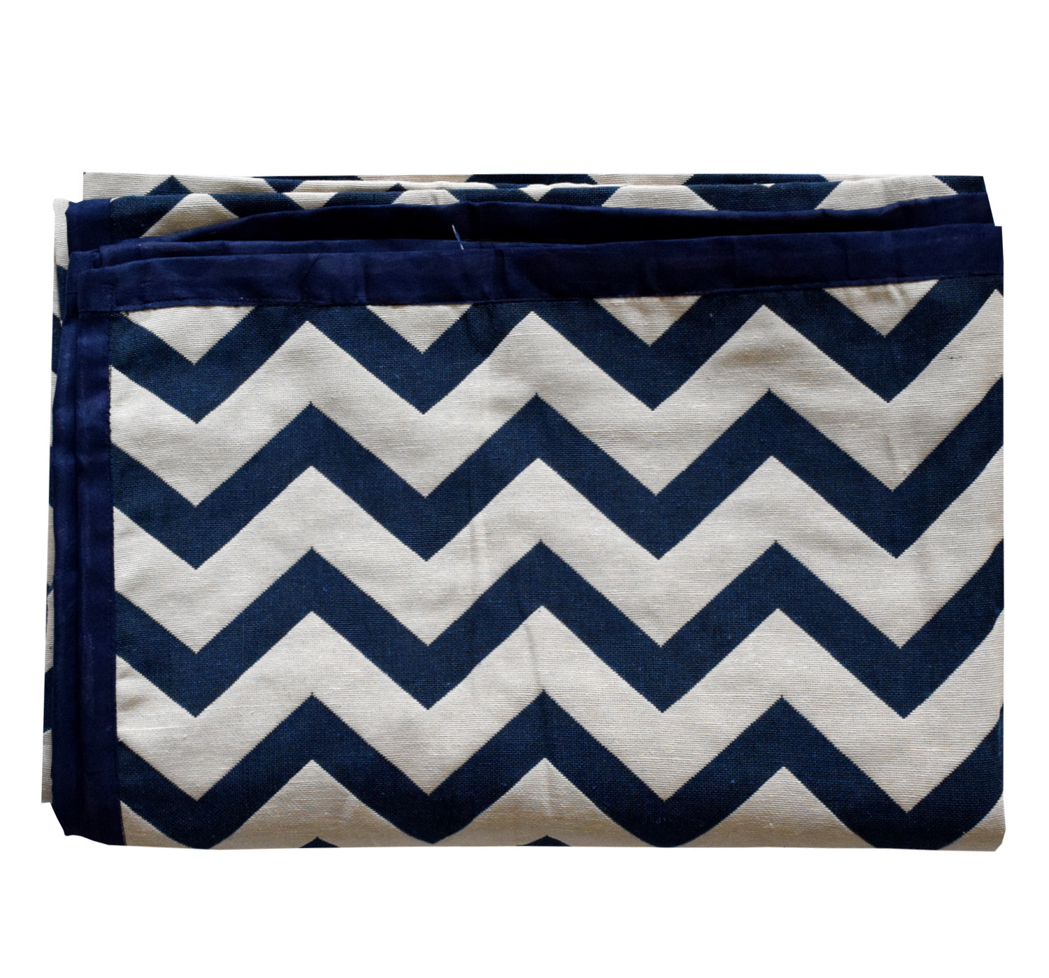 Kuber Industries Cotton Zig Zag Print 4 Seater Center Table Cover/Table Cloth For Home Decorative 60 In. x 40 In. (Blue) 54KM4378