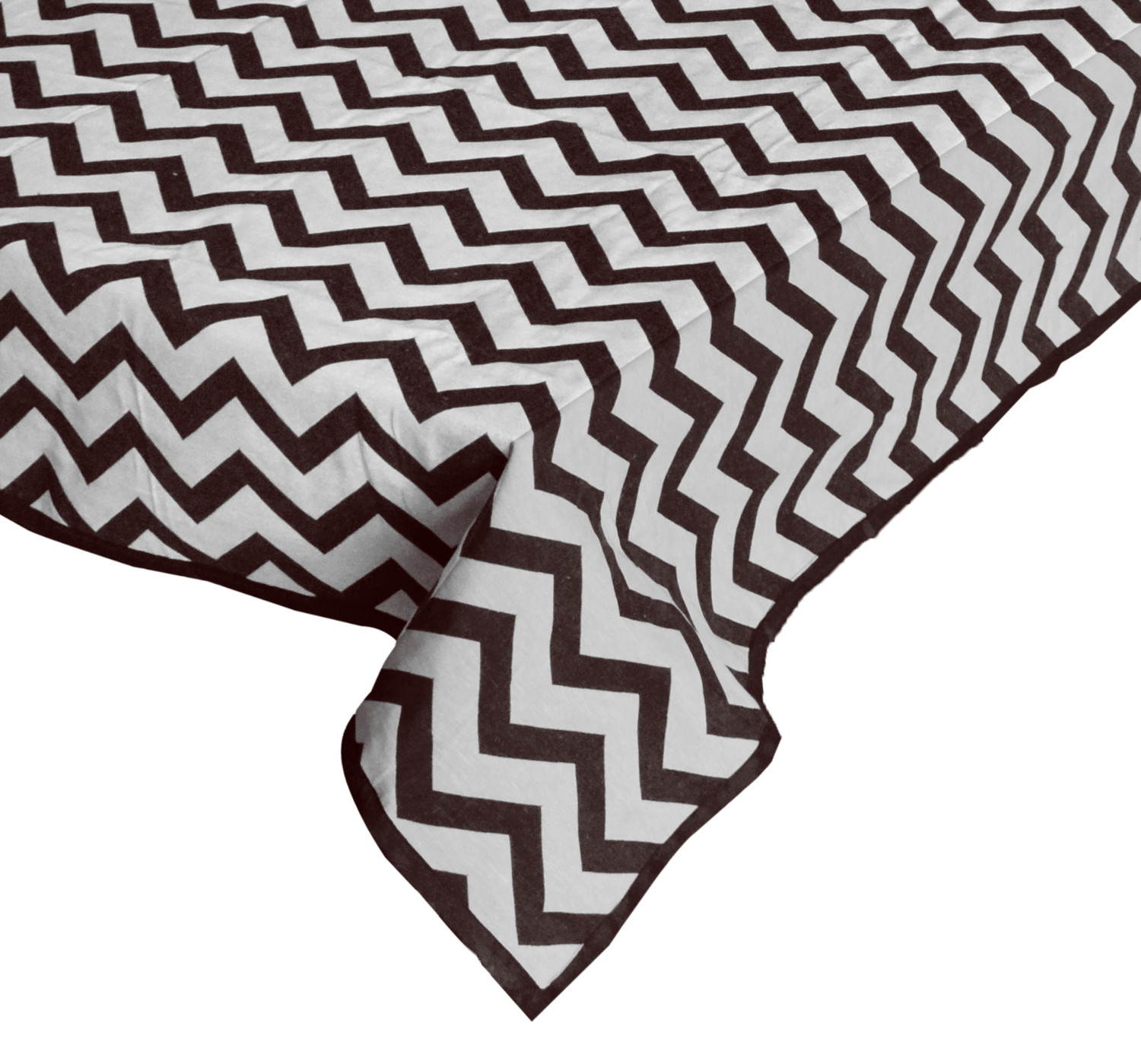 Kuber Industries Cotton Zig Zag Print 6 Seater Dining Table Cover/Table Cloth For Home & Dining Table (Brown) 54KM4374