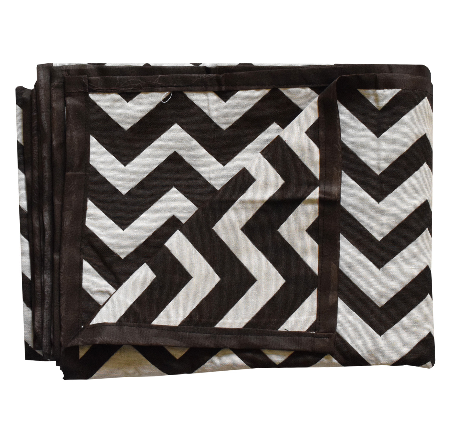 Kuber Industries Cotton Zig Zag Print 6 Seater Dining Table Cover/Table Cloth For Home & Dining Table (Brown) 54KM4374