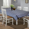 Kuber Industries Cotton Zig Zag Print 6 Seater Dining Table Cover/Table Cloth For Home &amp; Dining Table (Blue) 54KM4375
