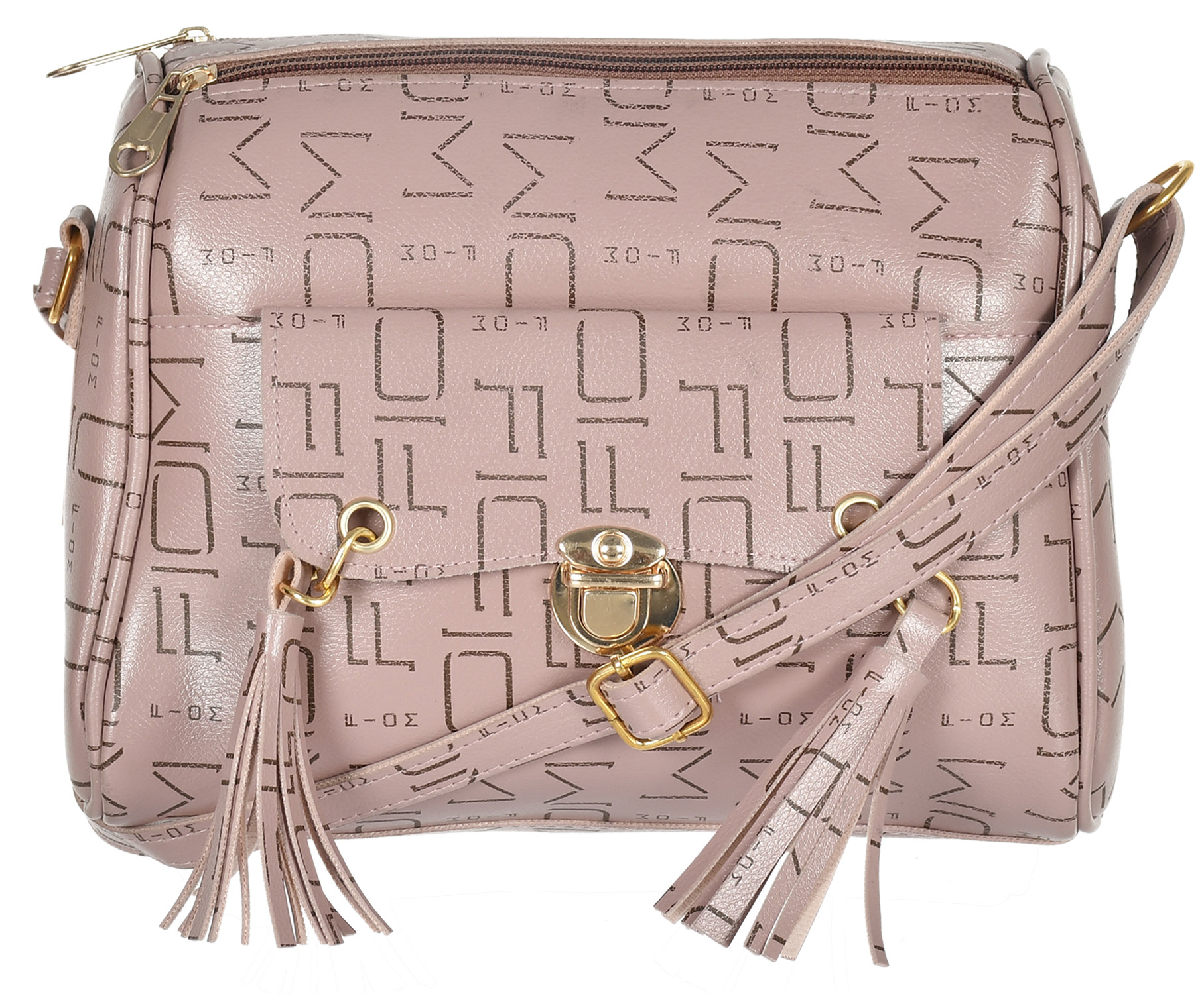 Kuber Industries Crossbody Bag for Women Stylish Designer Purse with Adjustable Shoulder Strap (Set of 2,Black & Peach)
