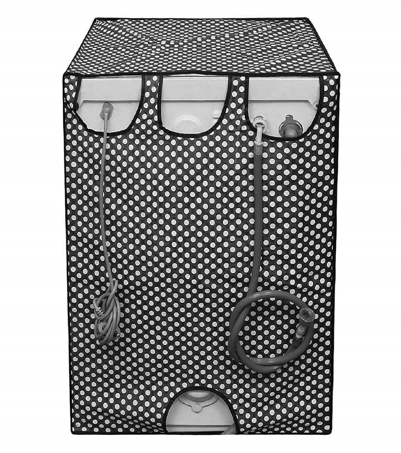Kuber Industries CTKTC33857 Dots Design PVC Top Load Fully Automatic Washing Machine Cover with Back Hole (Grey)