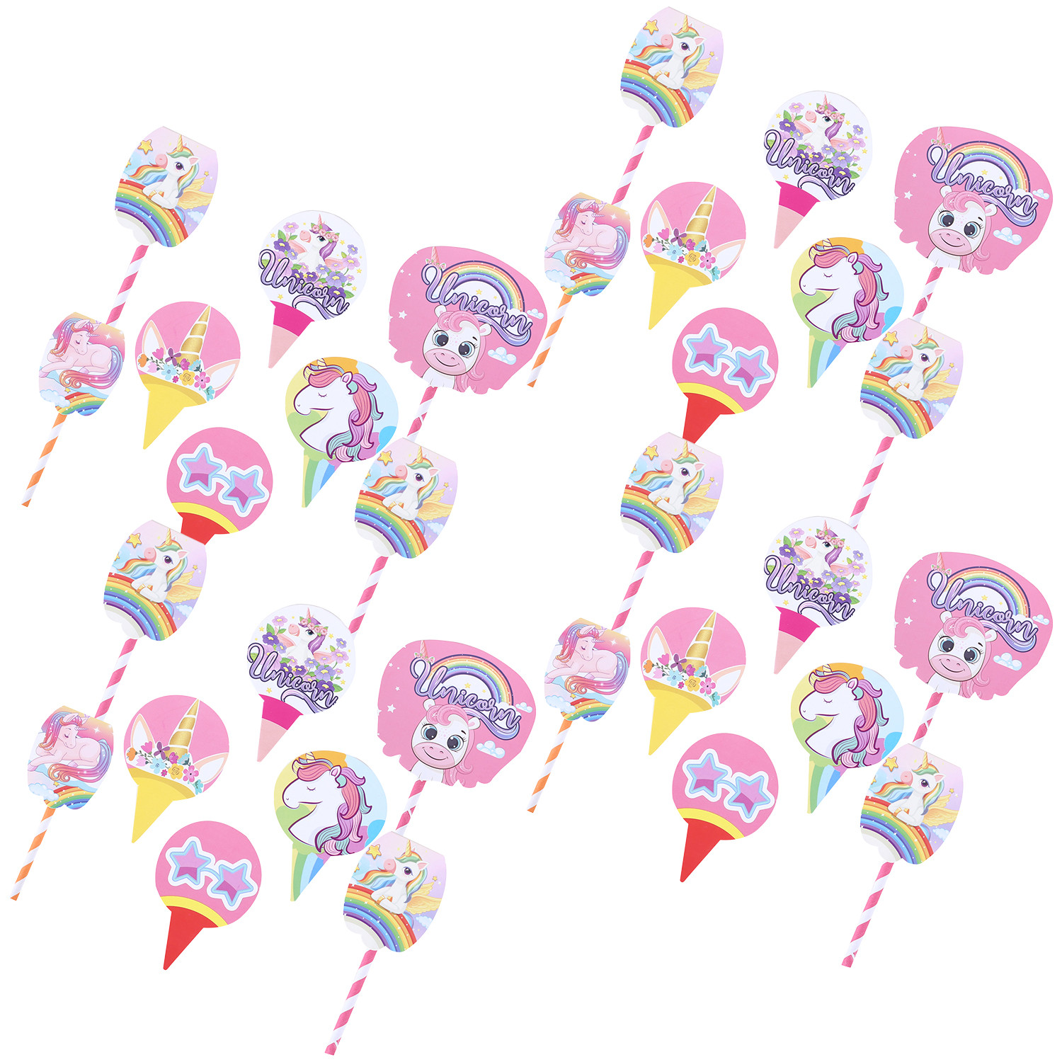 Kuber Industries Cupcake Toppers | Cardboard Cupcake Picks |Decorations Supplies for Farewell | Birthday Party | Theme Cupcake Topper | 49 Pieces | DT-2171 | Multicolor