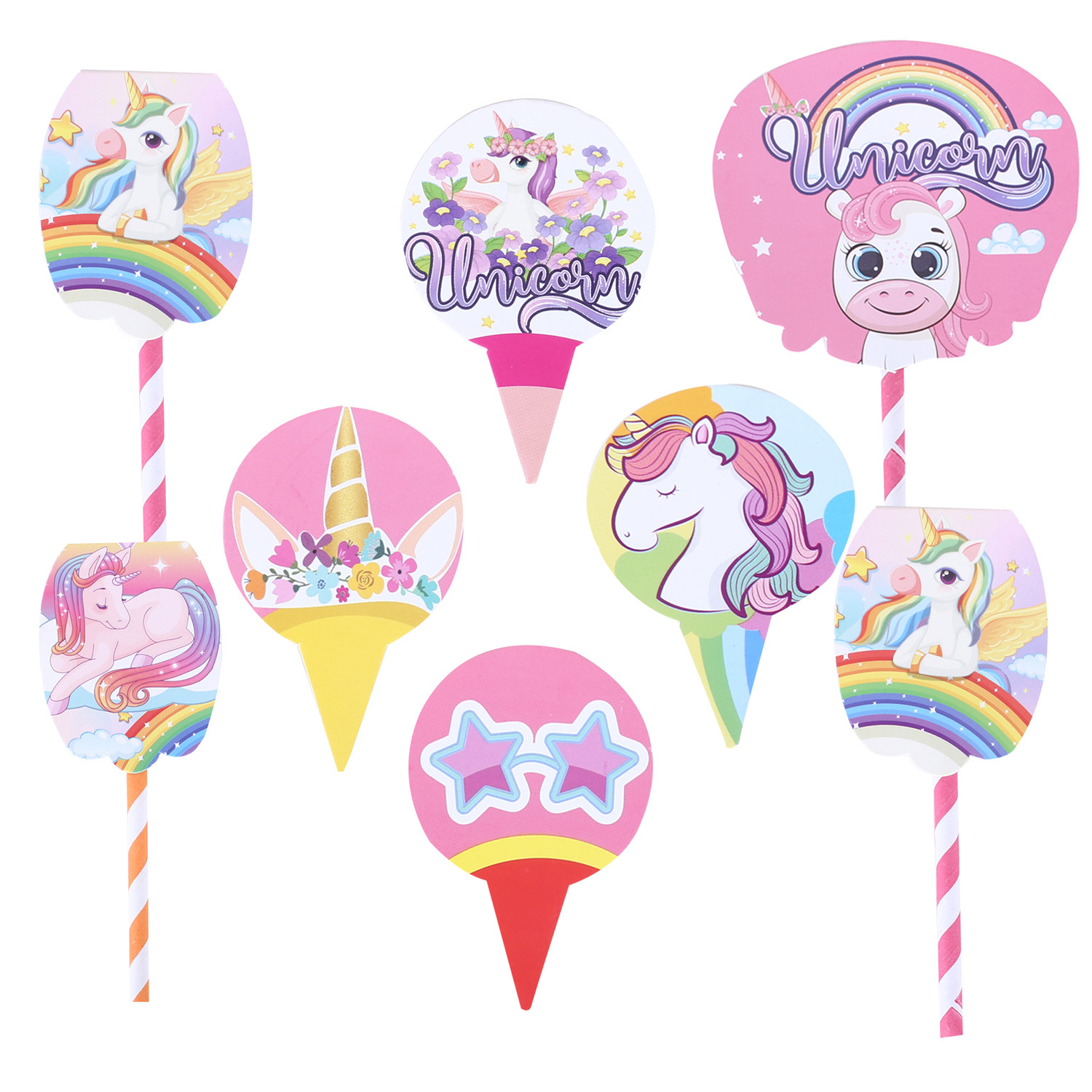 Kuber Industries Cupcake Toppers | Cardboard Cupcake Picks |Decorations Supplies for Farewell | Birthday Party | Theme Cupcake Topper | 49 Pieces | DT-2171 | Multicolor