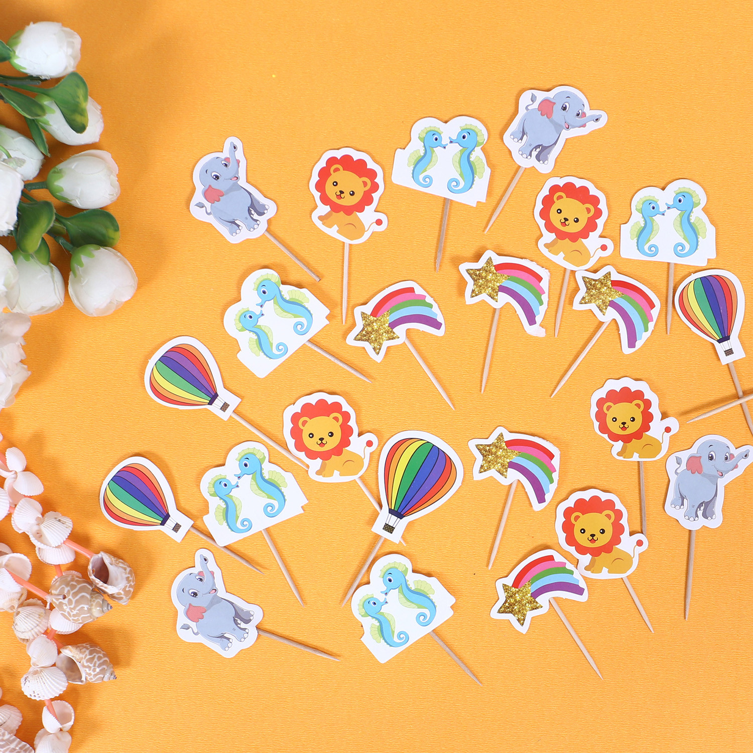 Kuber Industries Cupcake Toppers | Cardboard Cupcake Picks |Decorations Supplies for Farewell | Birthday Party | Theme Cupcake Topper | 100 Pieces | DT-2150 | Multicolor