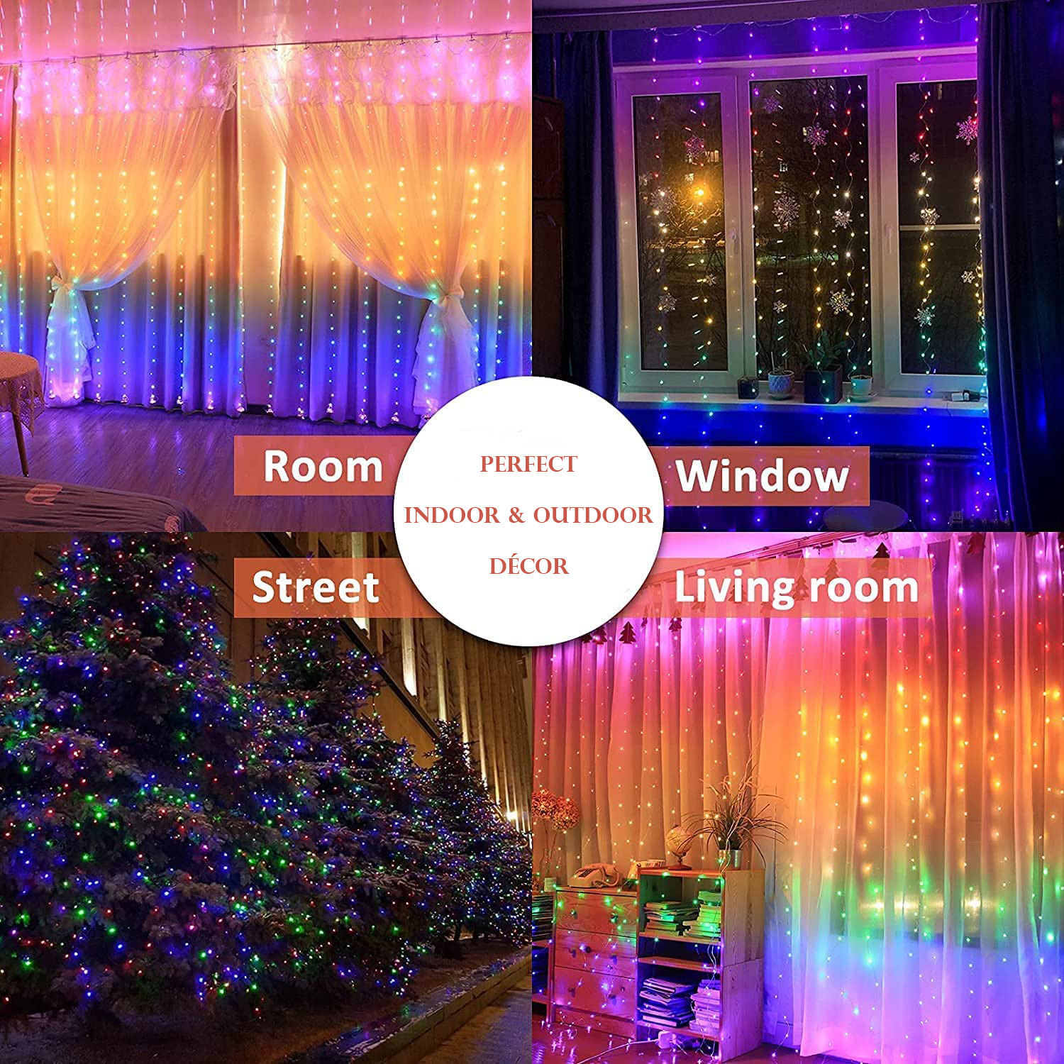 Kuber Industries Curtain Lights with 300 LED | 10 Strings Jharna Lights for Diwali | Christmas | Home Decoration |Indoor & Outdoor Décor | Warm White