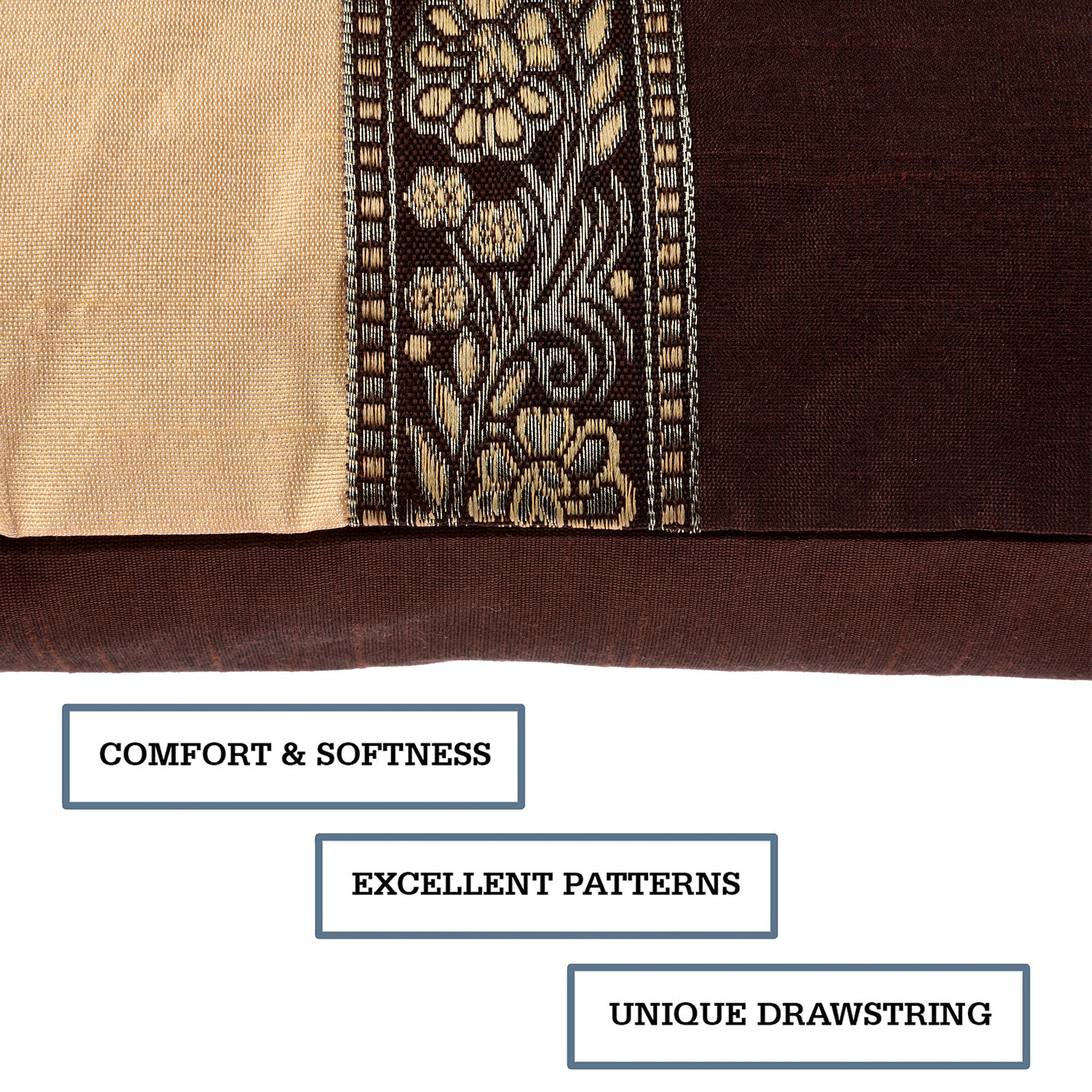 Kuber Industries Cushion Cover  Pillow Covers for Sofa  Throw Cushion Cover  Dupion Polyester Cushion Covers  Center Lace Cushion Covers  Set of 5  12 Inch  Brown