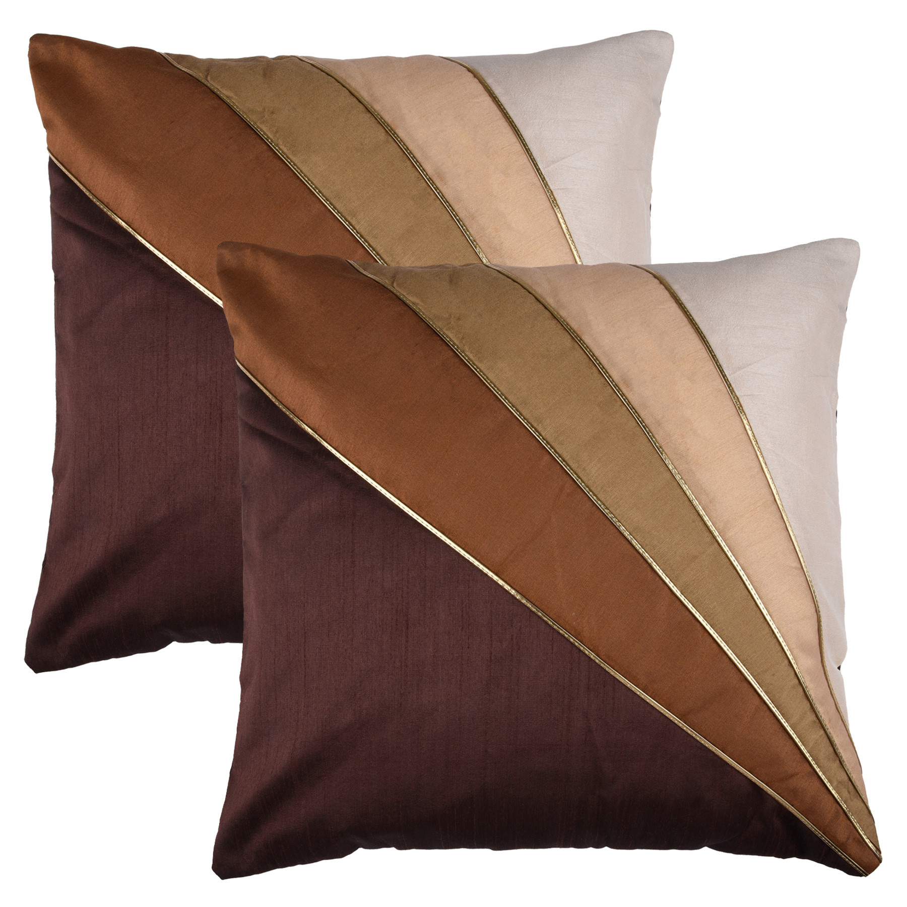 Kuber Industries Cushion Cover  Pillow Covers for Sofa  Throw Cushion Cover  Dupion Polyester Cushion Covers  Cream Patang Wire Cushion Covers  Set of 5  16 Inch  Brown