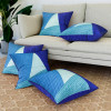 Cushion Cover | Pillow Covers for Sofa | Throw Cushion Cover | Dupion Polyester Cushion Covers | 4 In 1 Triangular Cushion Covers | Set of 5 | 16 Inch | Blue