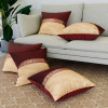 Cushion Cover | Pillow Covers for Sofa | Throw Cushion Cover | Dupion Polyester Cushion Covers | Center Lace Cushion Covers | Set of 5 | 16 Inch | Maroon