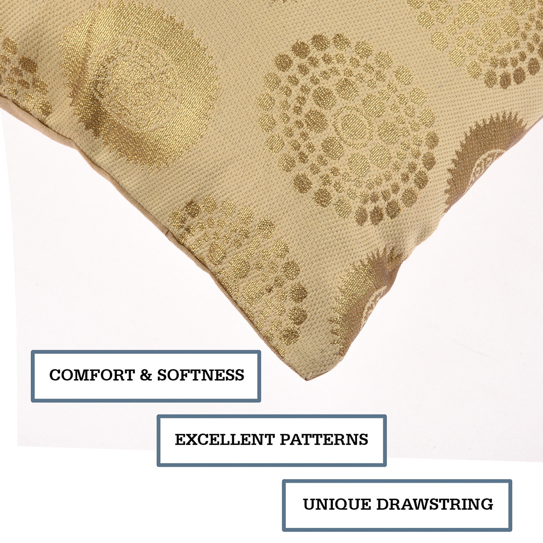 Kuber Industries Cushion Cover  Pillow Covers for Sofa  Throw Cushion Cover  Polyester Cushion Covers  Banarasi Gola Cushion Covers  Set of 5  12 Inch  Golden