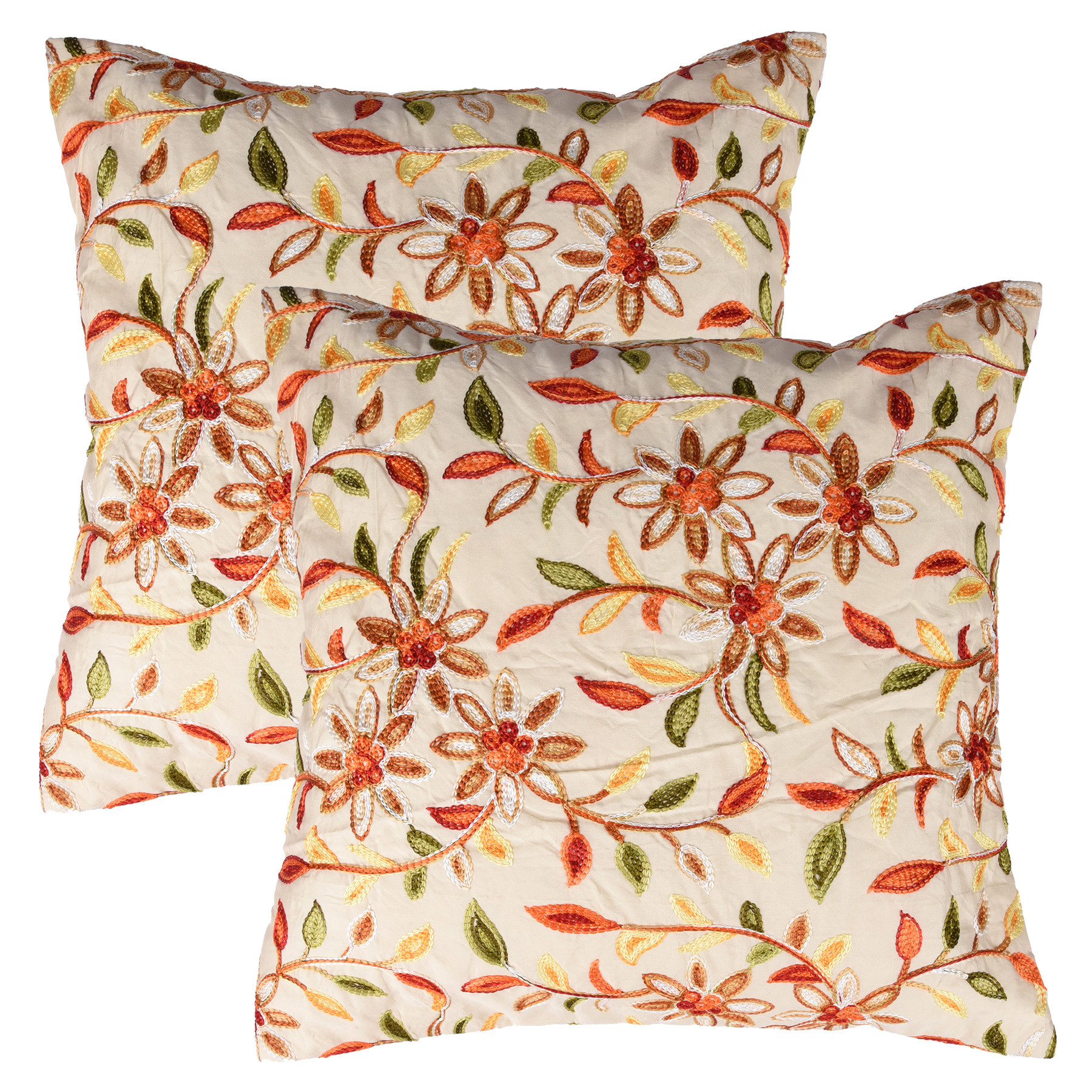 Kuber Industries Cushion Cover  Pillow Covers for Sofa  Throw Cushion Cover  Polyester Cushion Covers  Embroidery Cushion Covers  Set of 5  16 Inch  Cream