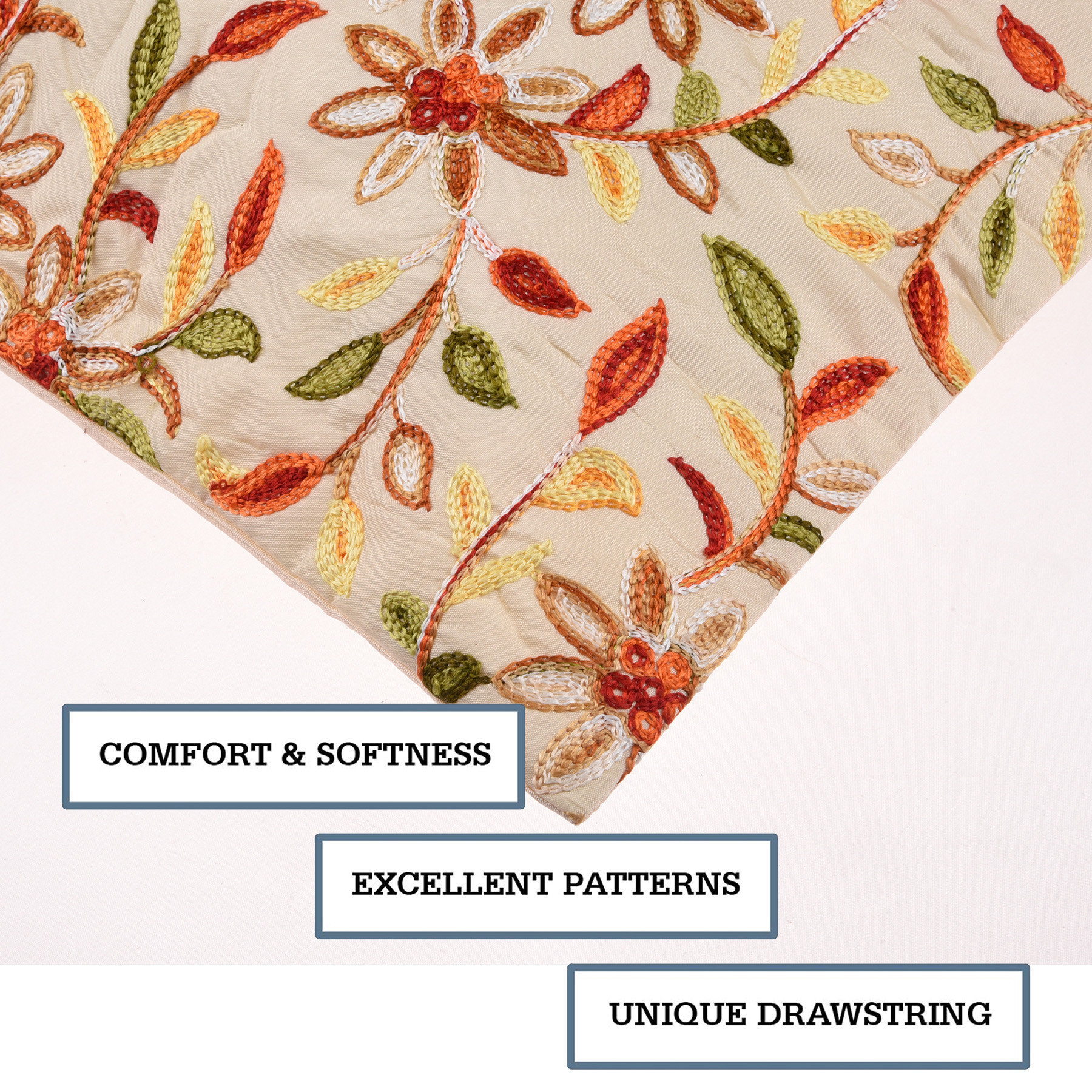 Kuber Industries Cushion Cover  Pillow Covers for Sofa  Throw Cushion Cover  Polyester Cushion Covers  Embroidery Cushion Covers  Set of 5  16 Inch  Cream