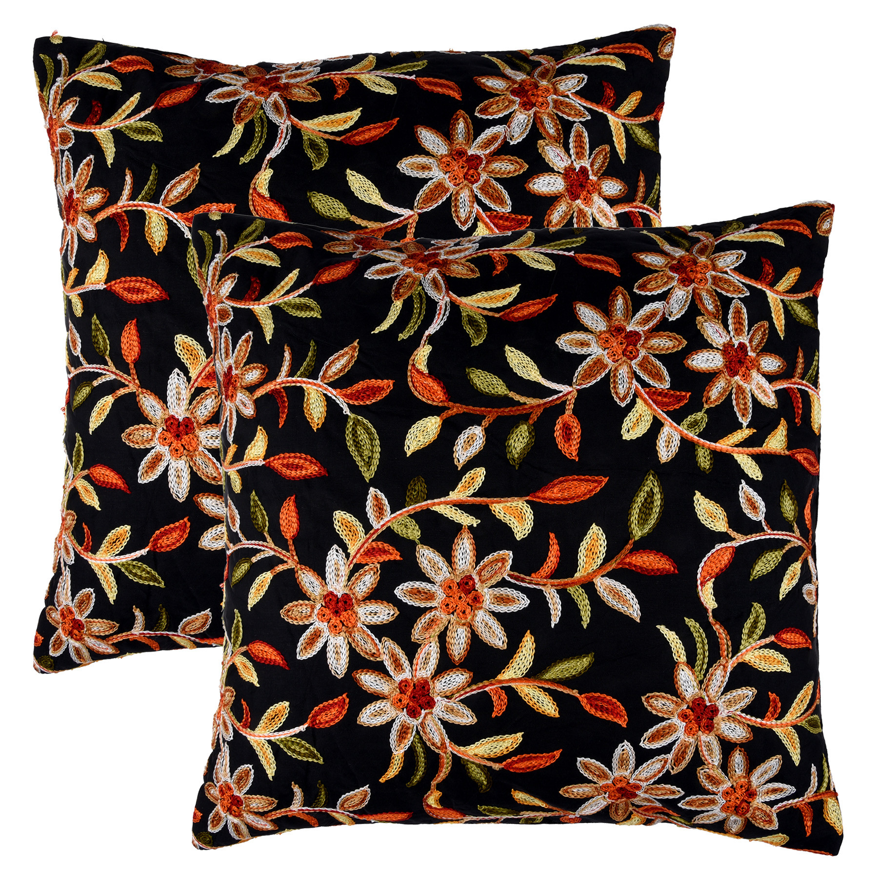 Kuber Industries Cushion Cover | Pillow Covers for Sofa | Throw Cushion Cover | Polyester Cushion Covers | Embroidery Cushion Covers | Set of 5 | 16 Inch | Black