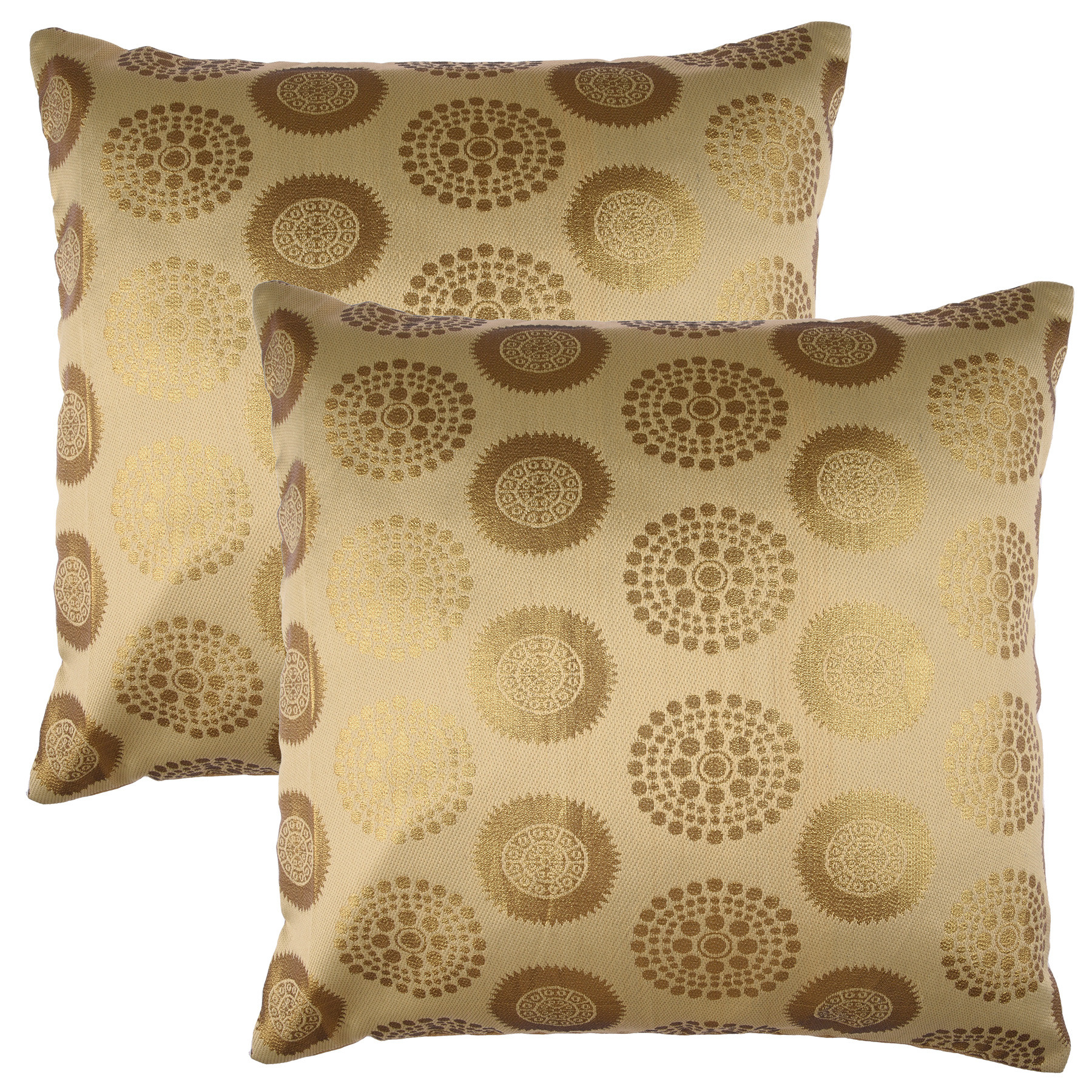 Kuber Industries Cushion Cover | Pillow Covers for Sofa | Throw Cushion Cover | Polyester Cushion Covers | Banarasi Gola Cushion Covers | Set of 5 | 16 Inch | Golden