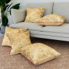Cushion Cover | Pillow Covers for Sofa | Throw Cushion Cover | Polyester Cushion Covers | Banarasi Gola Cushion Covers | Set of 5 | 16 Inch | Golden